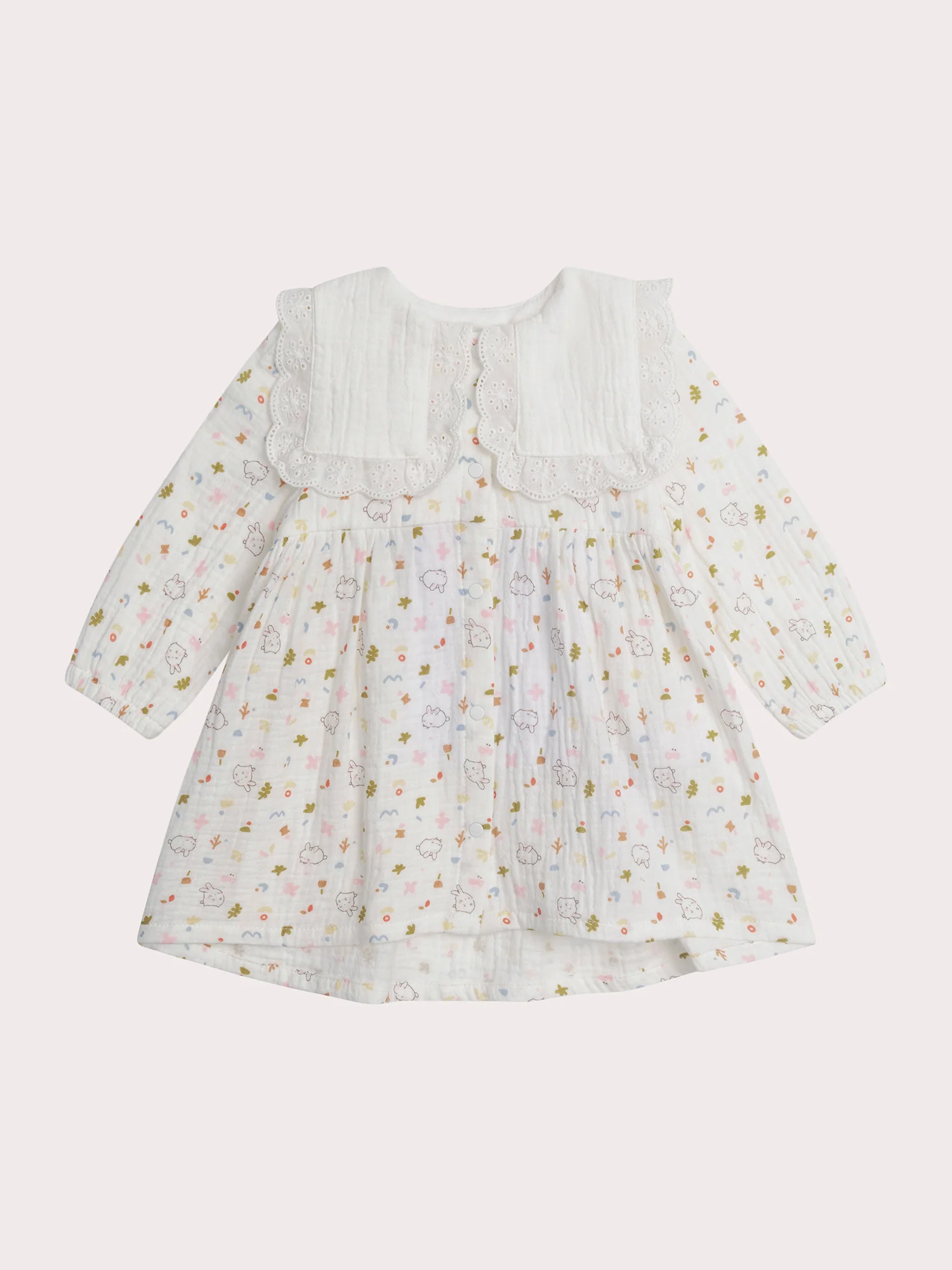 Robe blanche de naissance imprimée fantaisie