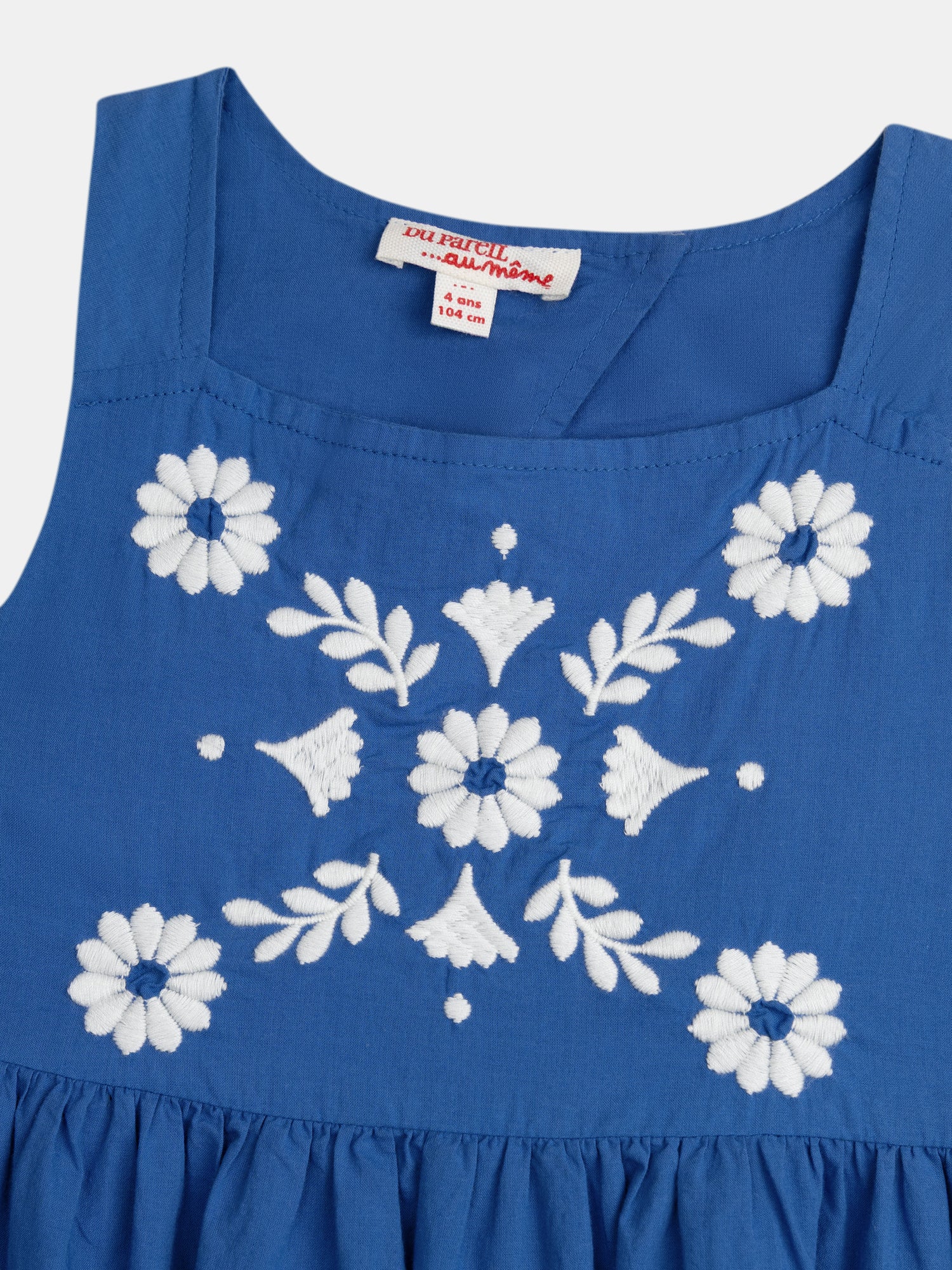 Robe bleue à broderies forales pour fille - Image 5