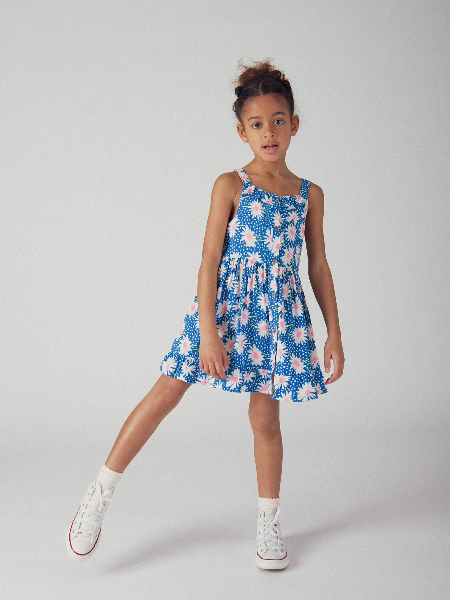 Robe bleue à imprimé fleurs pour fille - Image 3