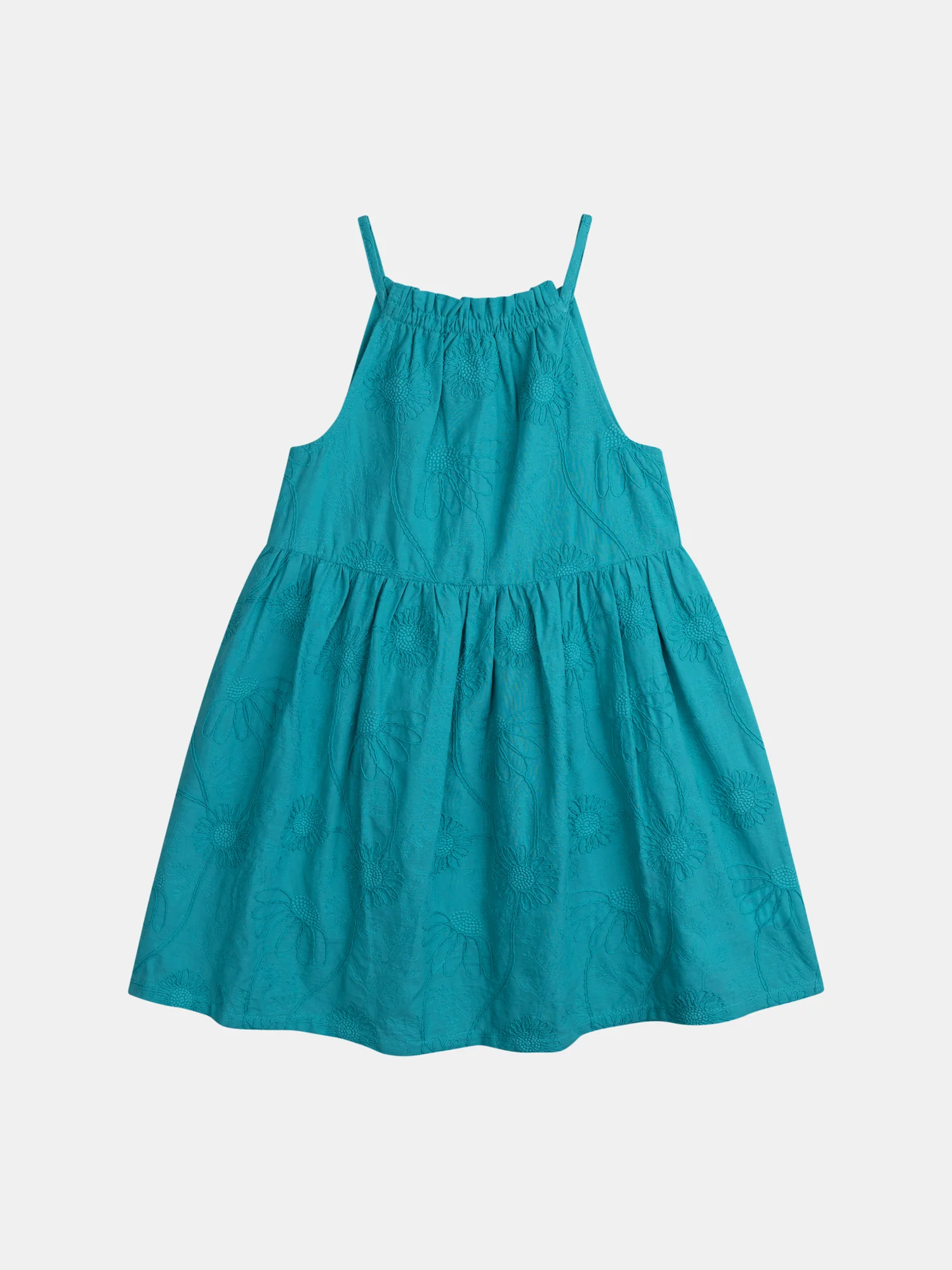 Robe bleue entièrement brodée pour fille