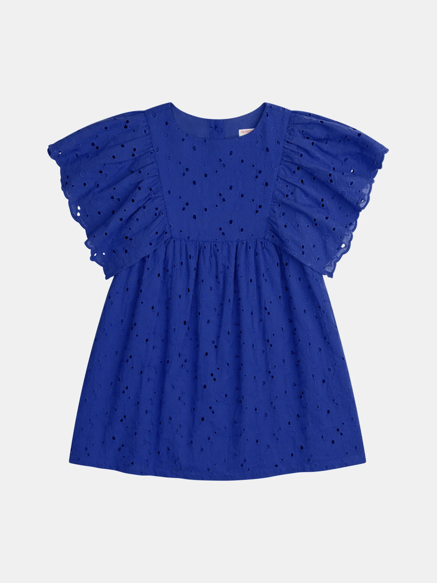 Robe bleue à broderie anglaise pour fille