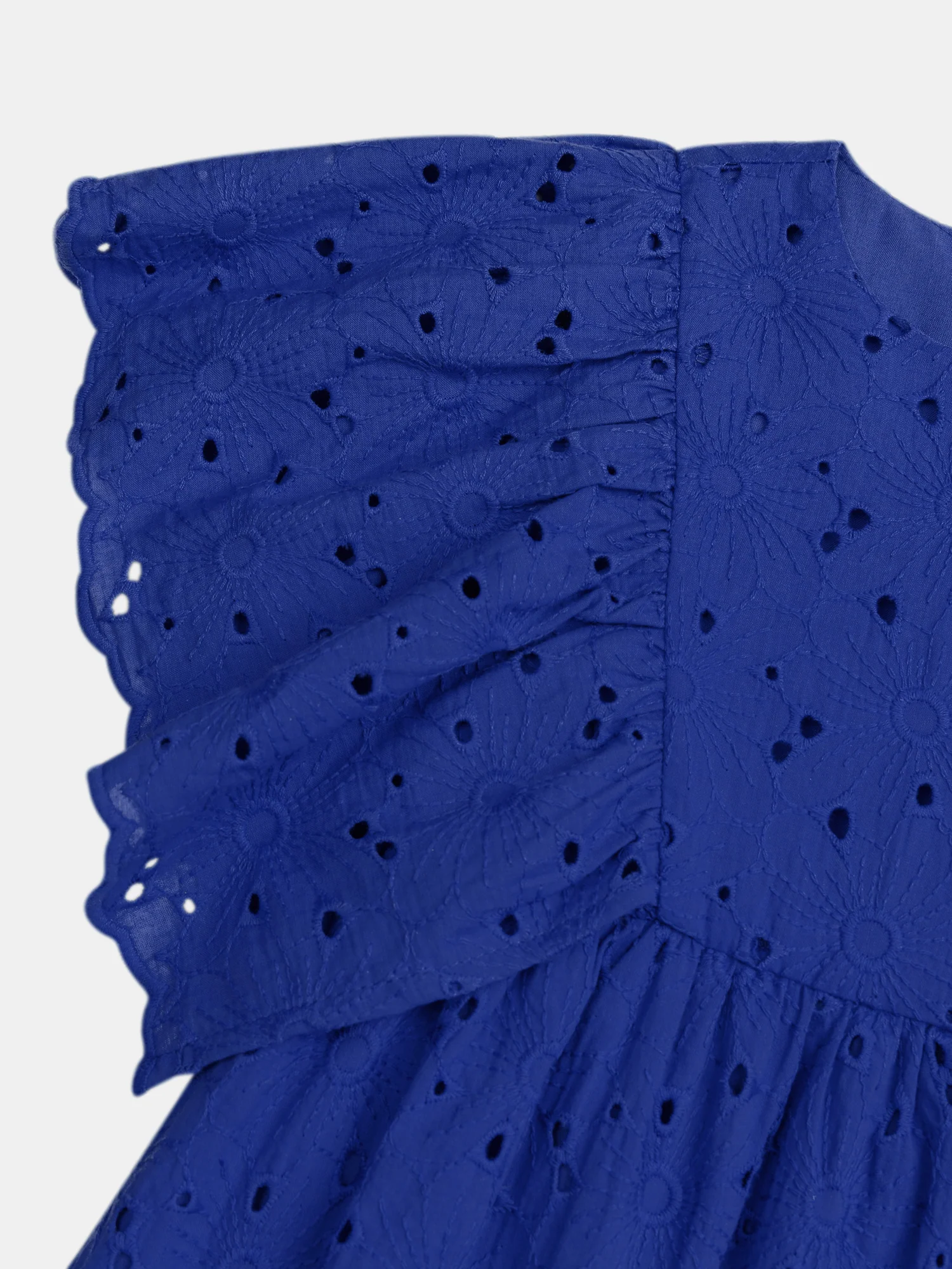 Robe bleue à broderie anglaise pour fille - Image 2