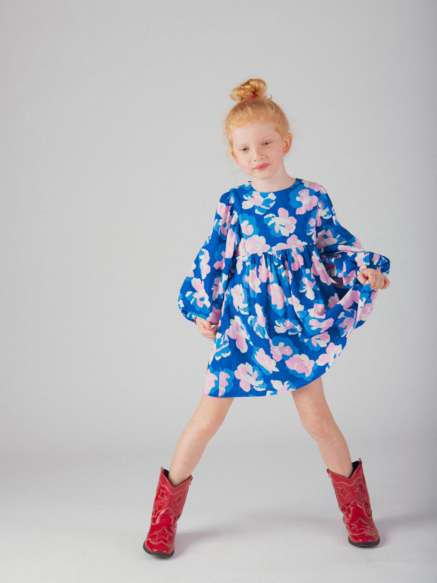 Robe bleue imprimé floral pour fille - Image 2