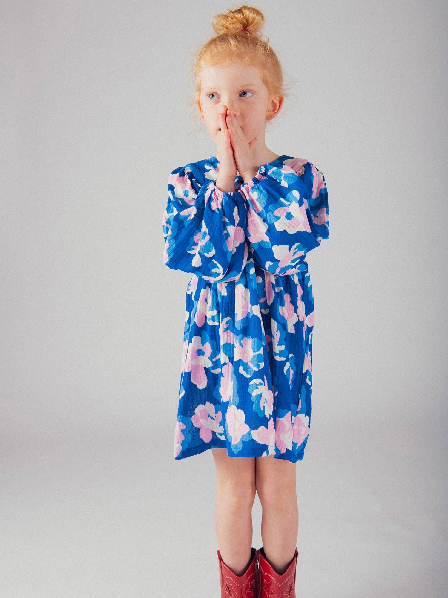 Robe bleue imprimé floral pour fille - Image 4