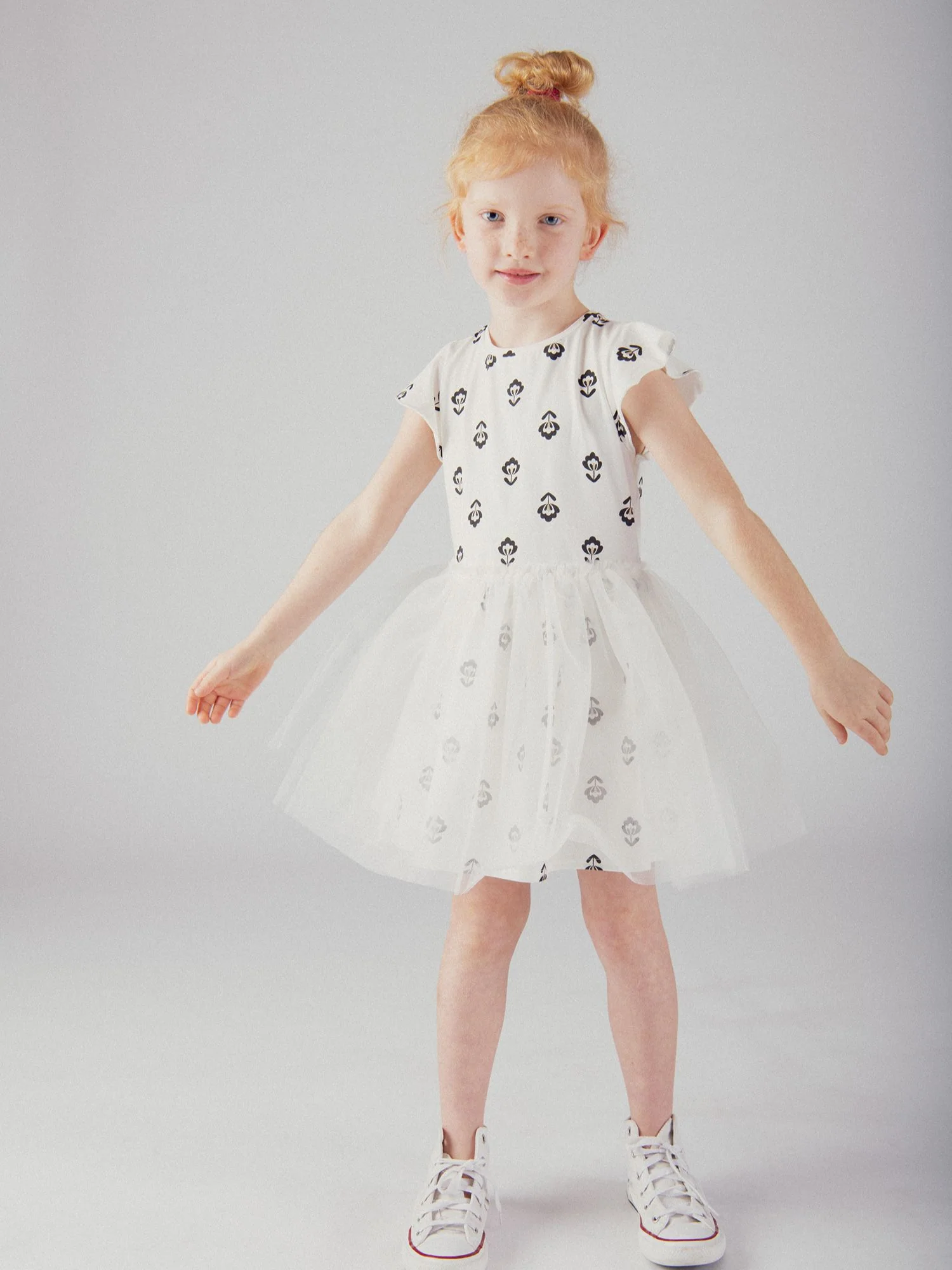 Robe écru bi-matière pour fille - Image 2