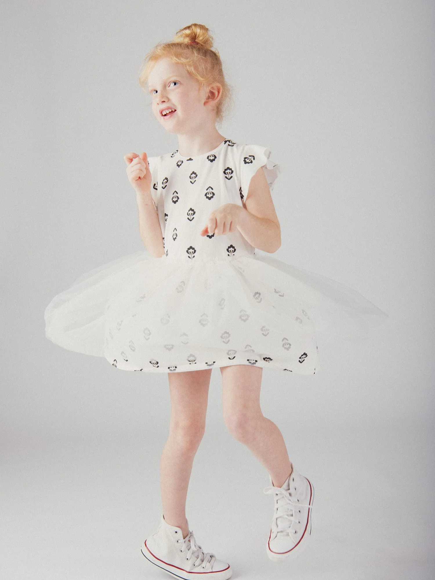 Robe écru bi-matière pour fille - Image 3