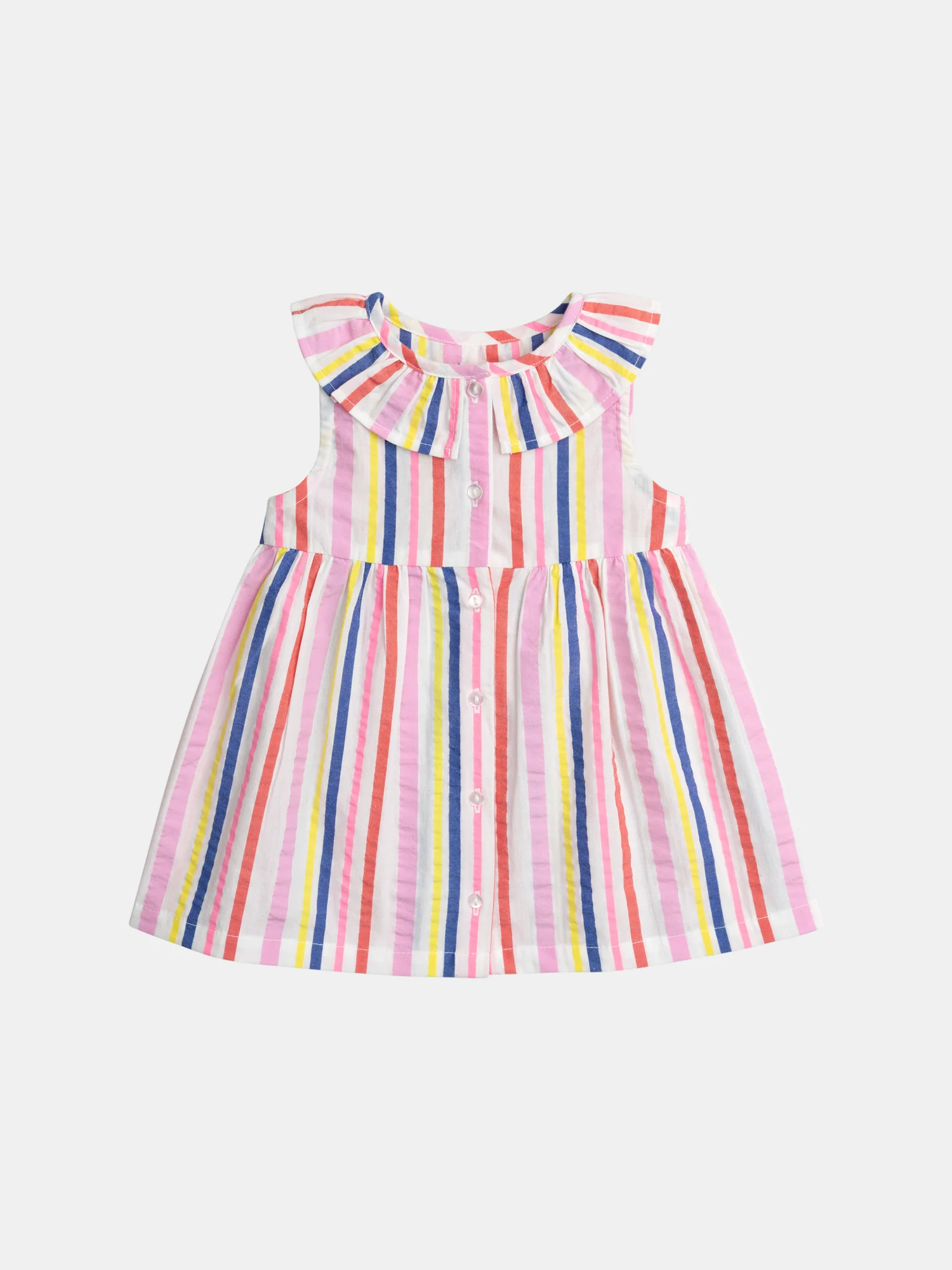 Robe à rayures multicolores et col volanté pour bébé fille - Image 5