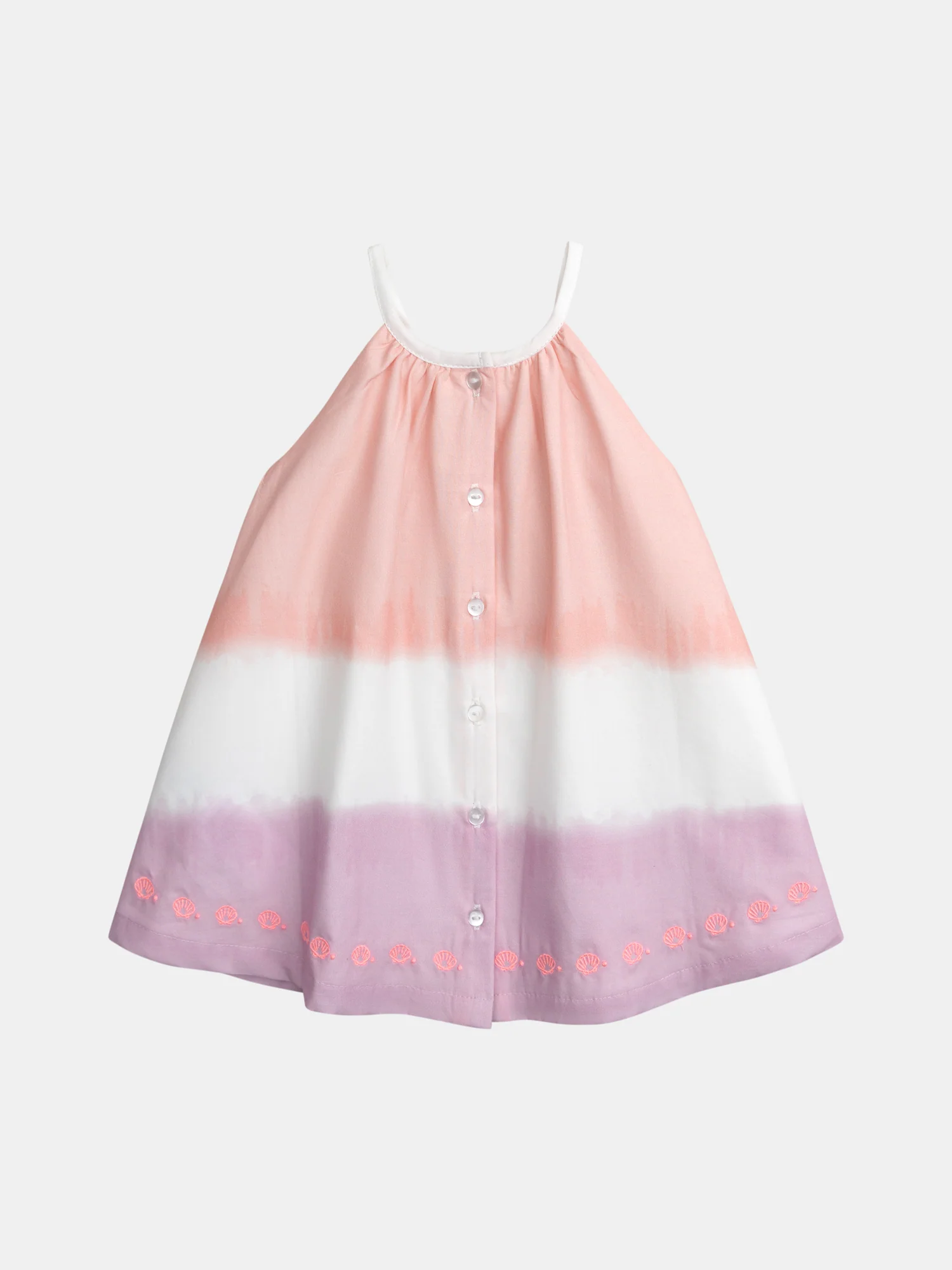 Robe trapèze à col montant dégradé corail pour bébé fille - Image 4