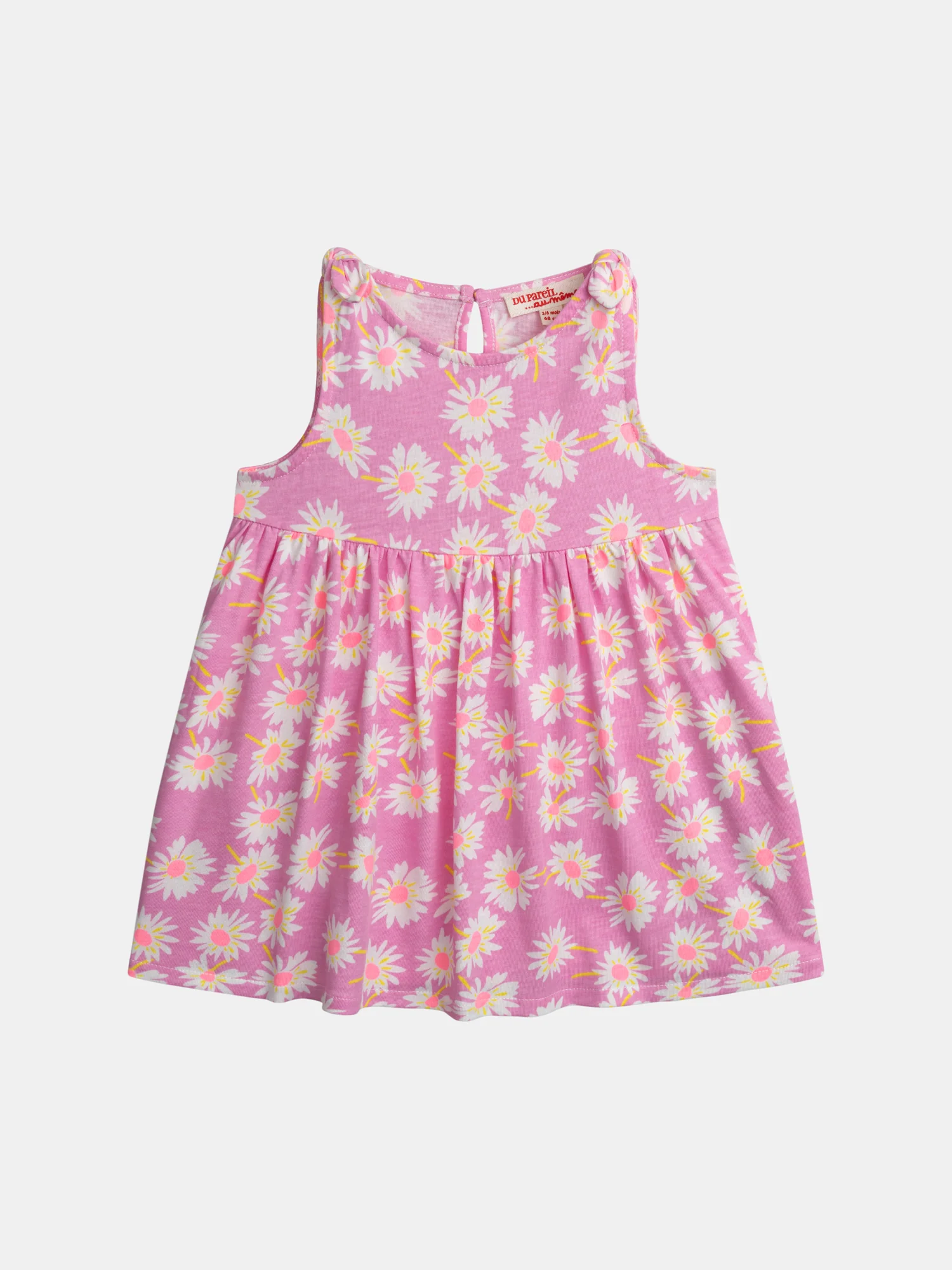 Robe rose bonbon à imprimé intégral marguerites pour bébé fille