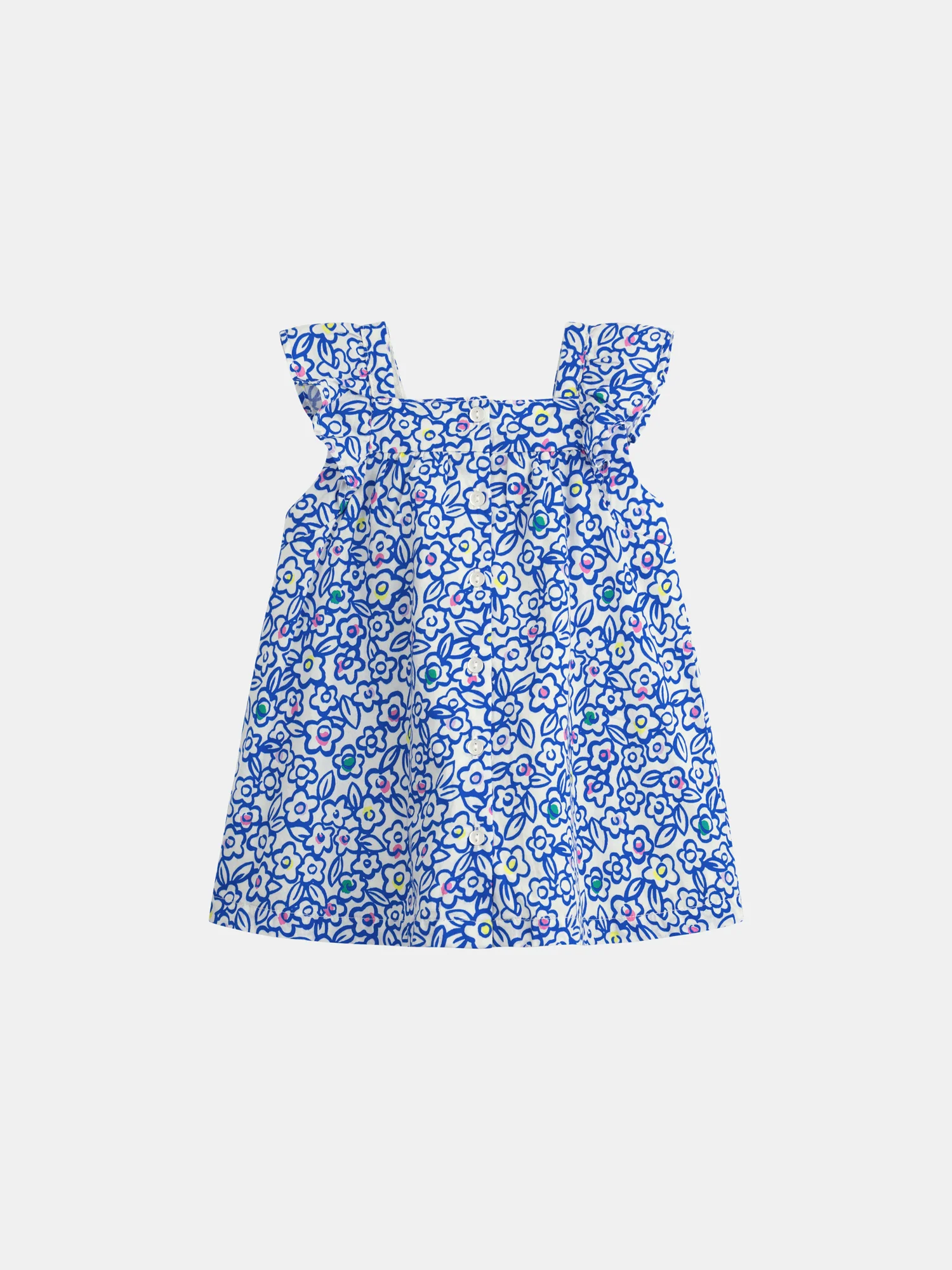 Robe à fleurs bleu et sa culotte assortie pour bébé fille - Image 4