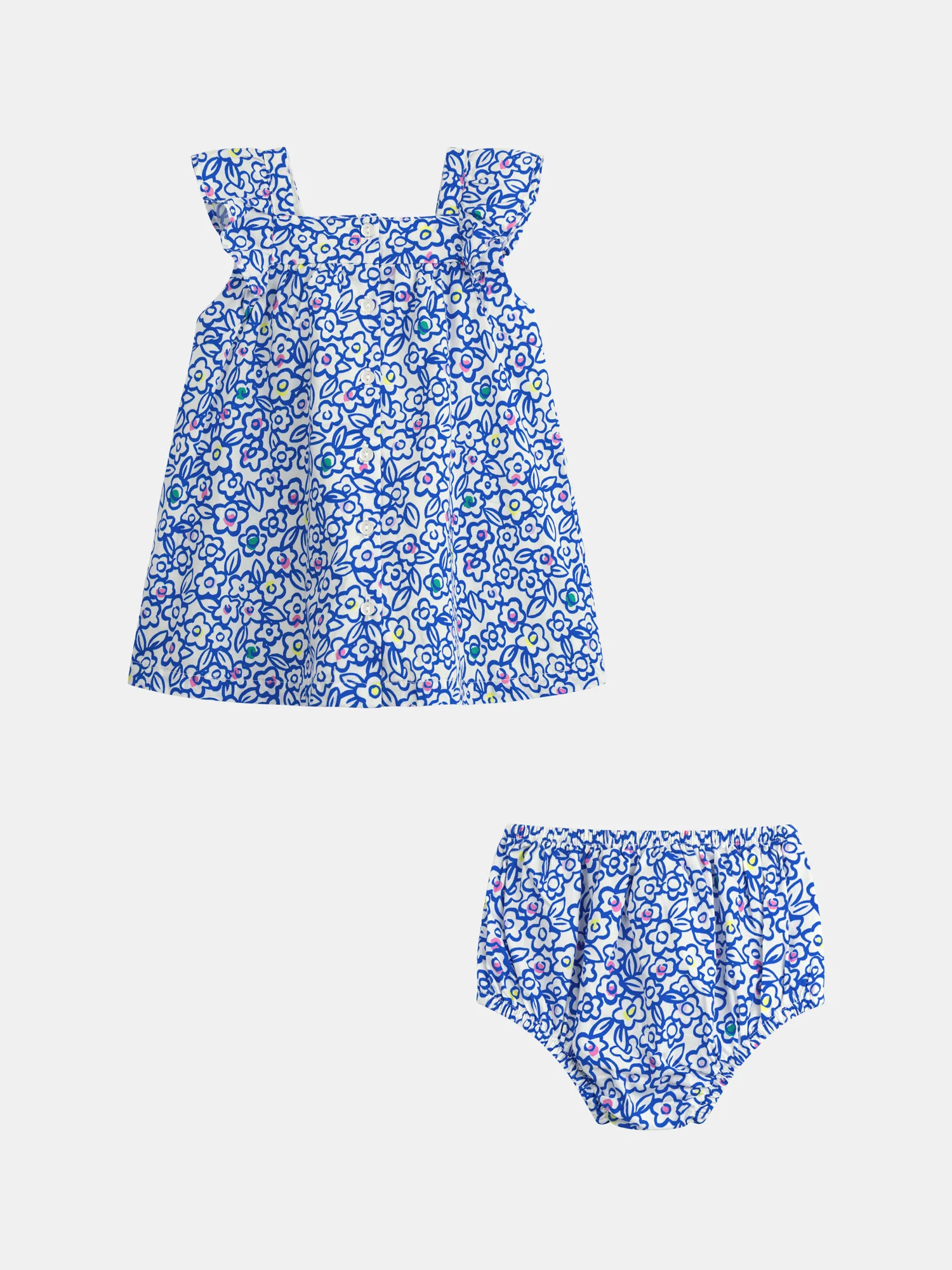 Robe à fleurs bleu et sa culotte assortie pour bébé fille - Image 8