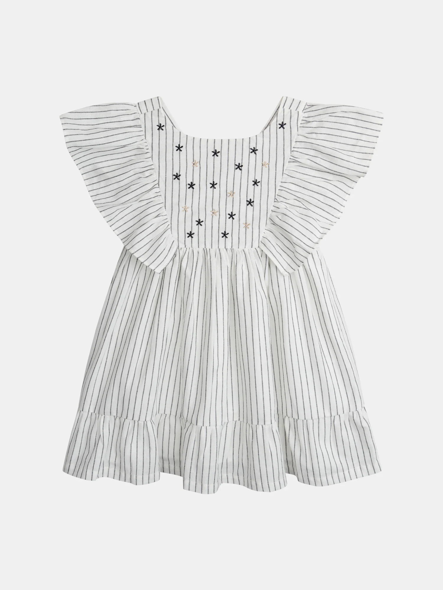 Robe écrue à broderies fleurs pour fille