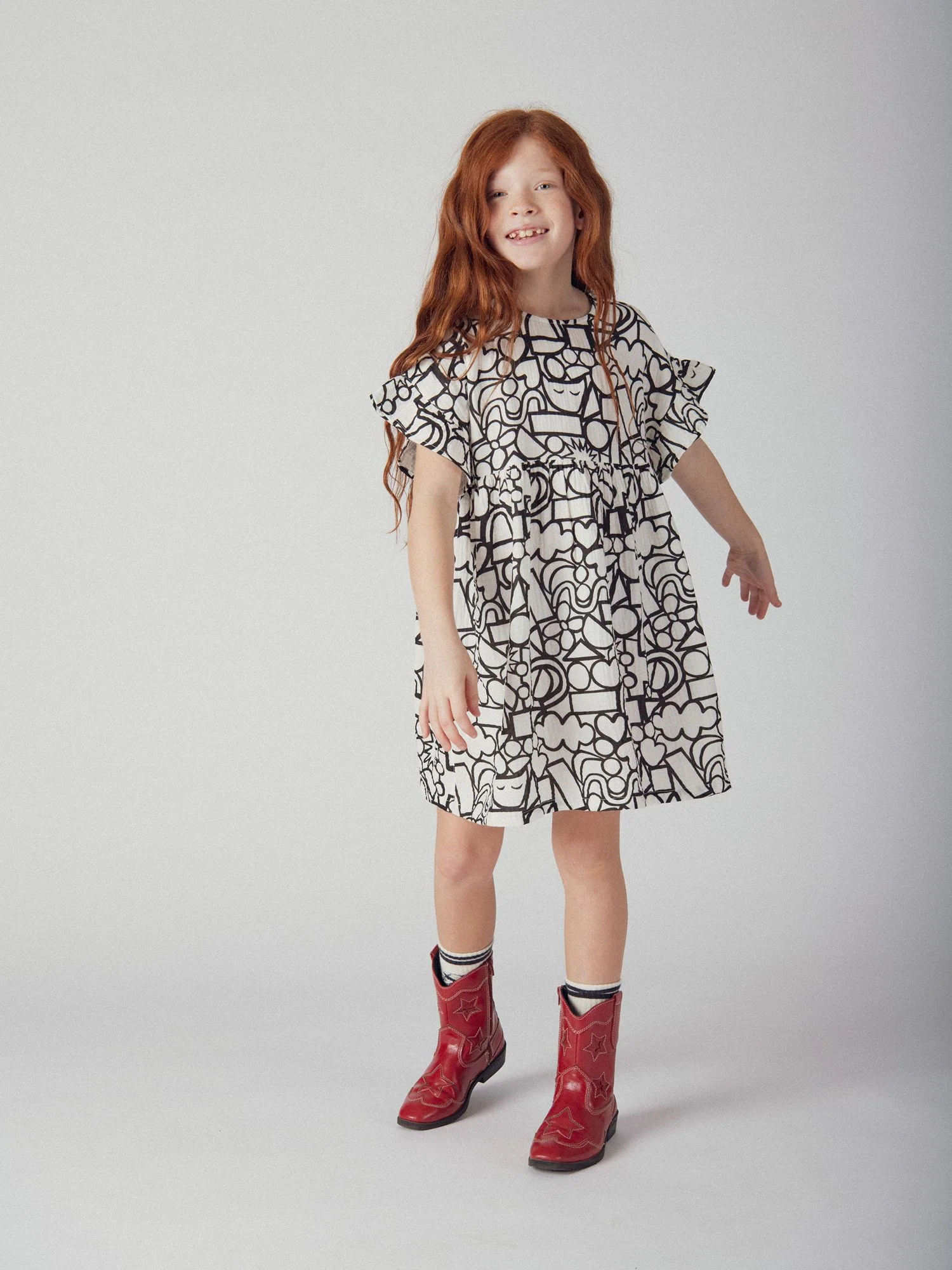 Robe écrue à imprimé graphique pour fille - Image 2