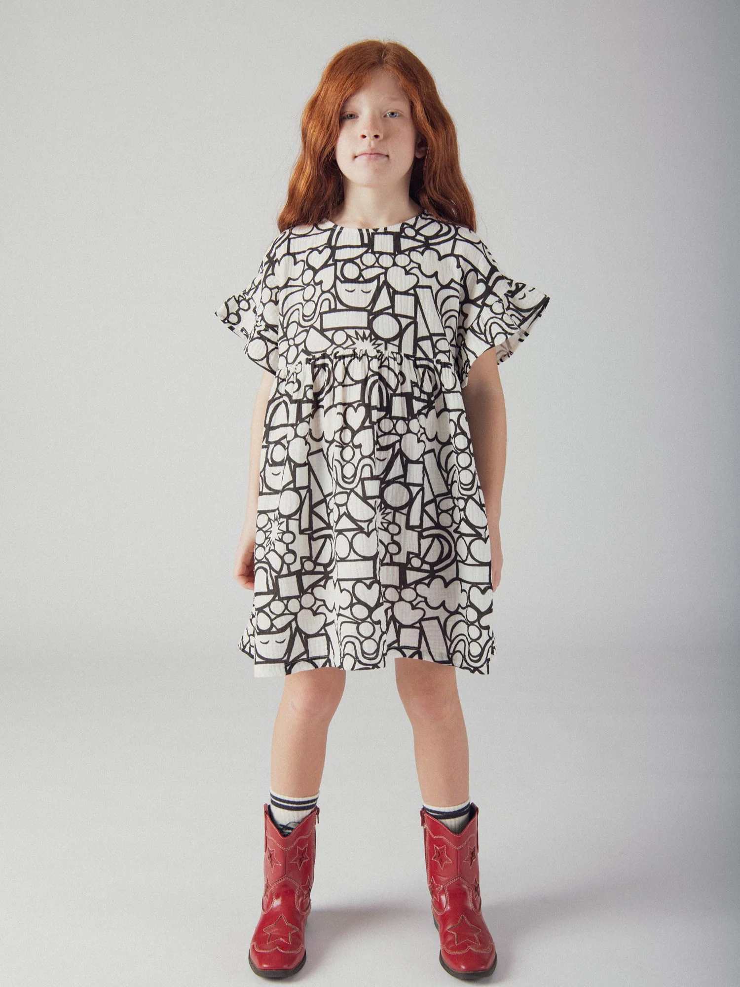 Robe écrue à imprimé graphique pour fille - Image 3