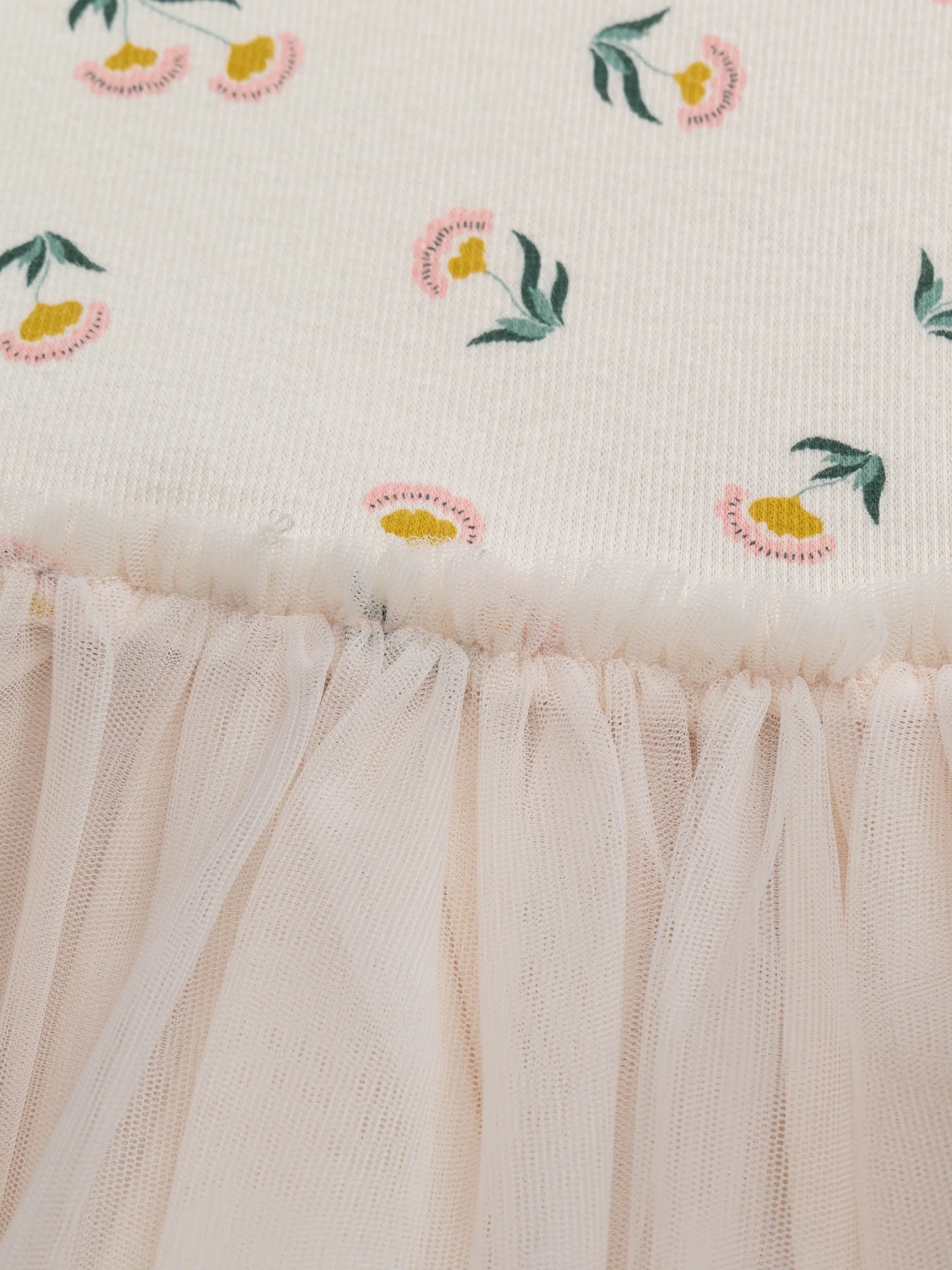 Robe écrue en côte et tulle - Image 3