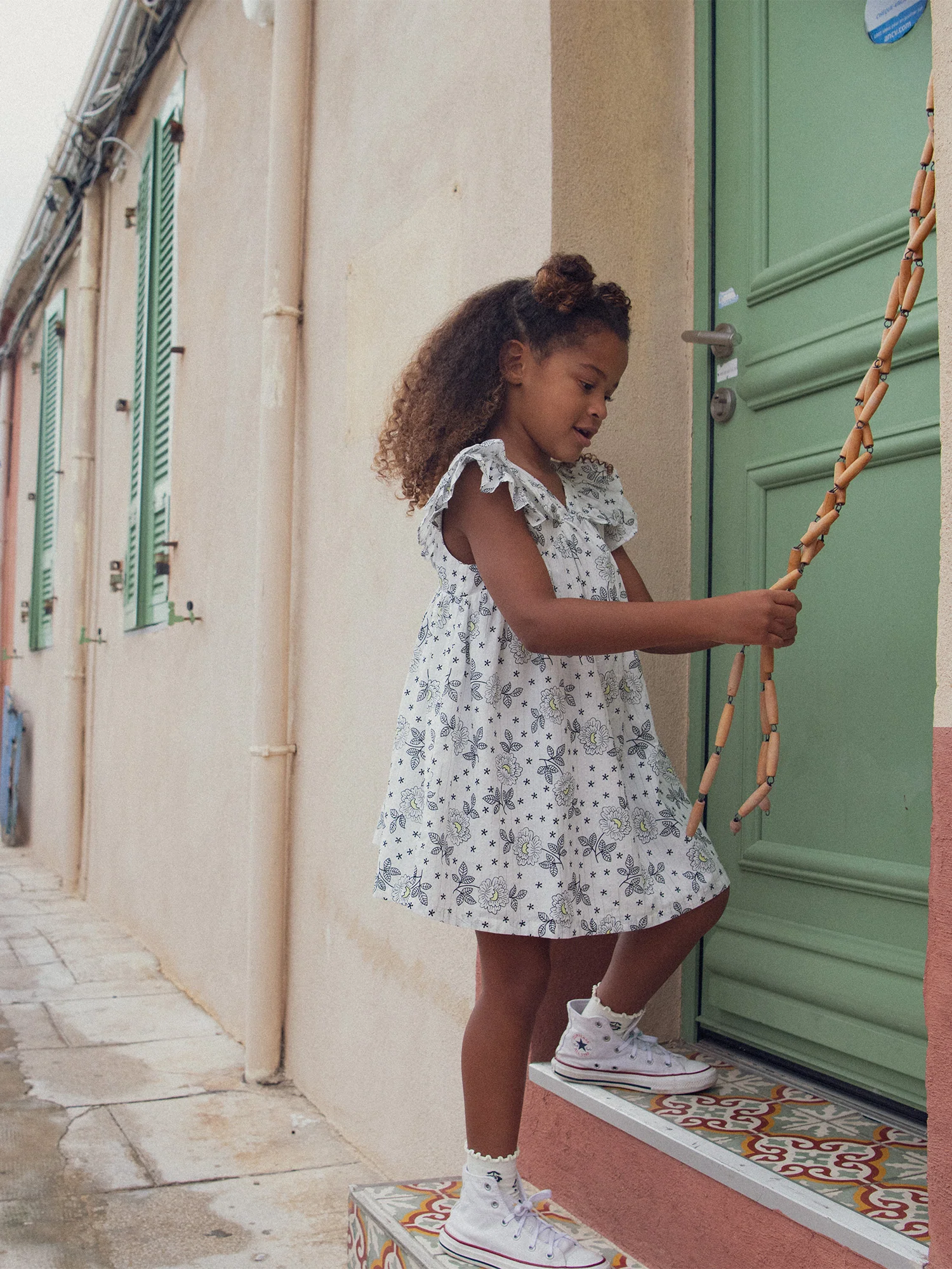 Robe écrue imprimé floral pour fille - Image 2