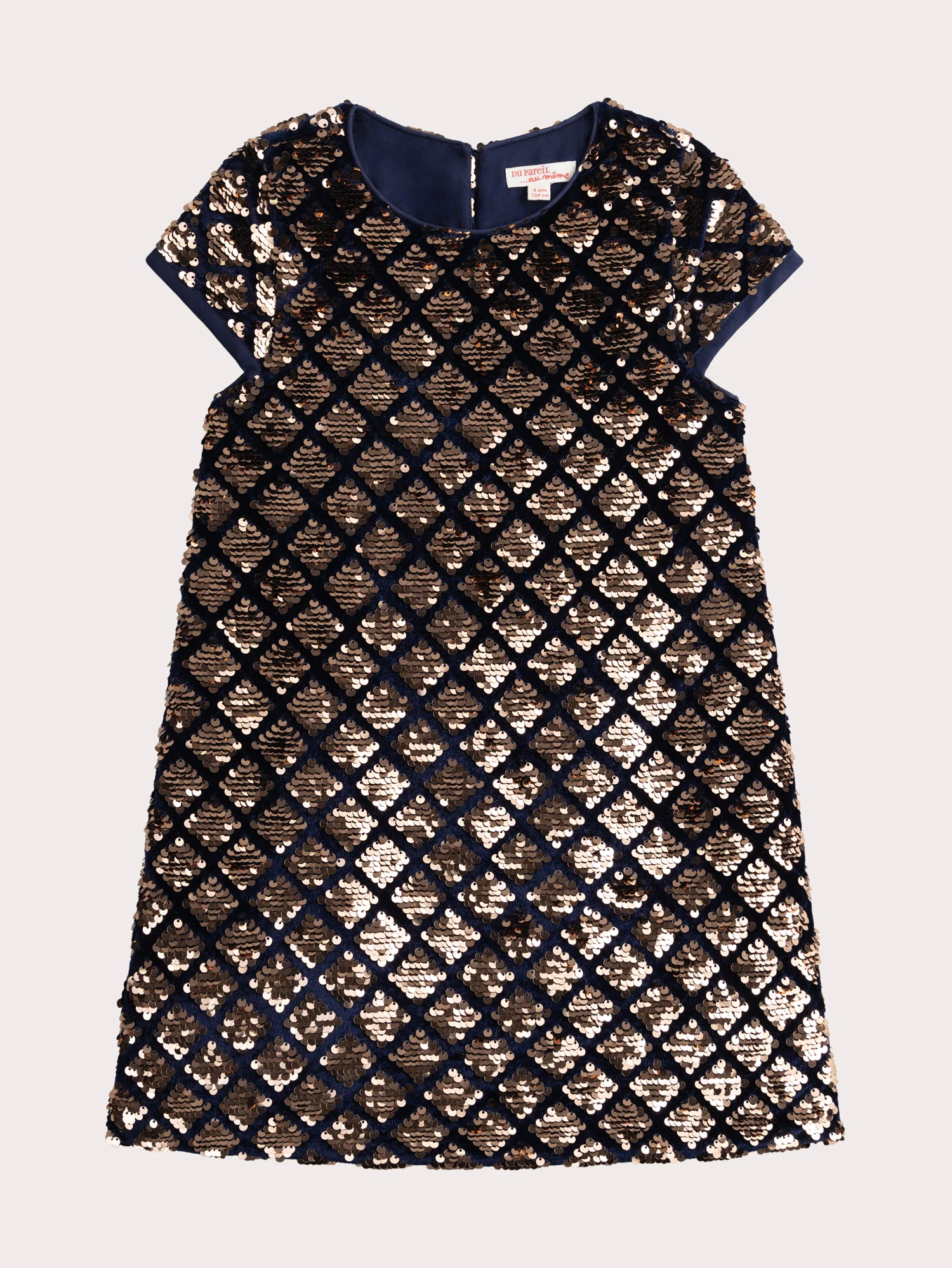 Robe en velours bleue à sequins réversibles pour fille