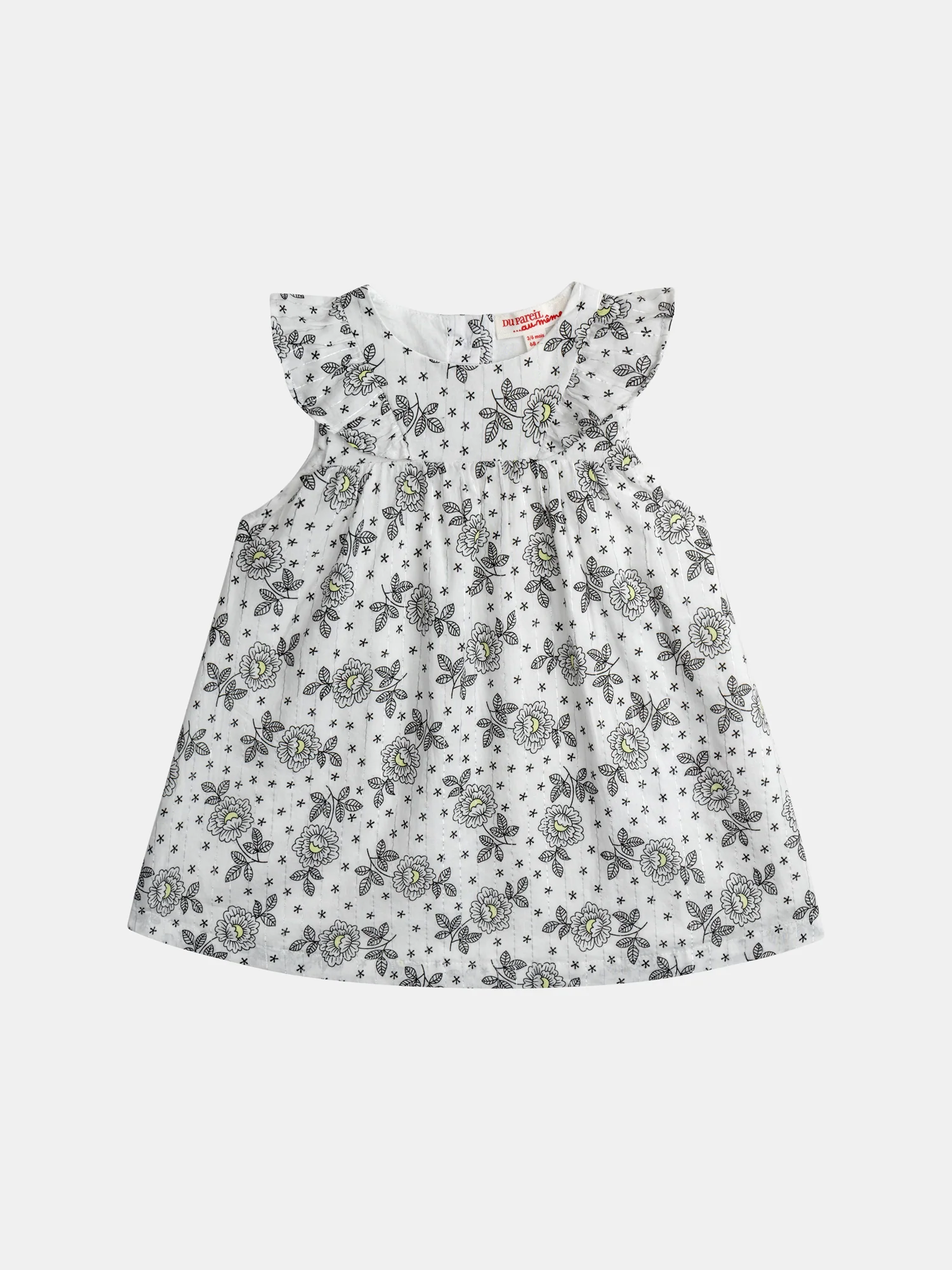 Robe fleurie pour bébé fille à épaules volantées avec bloomer pour bébé fille - Image 4
