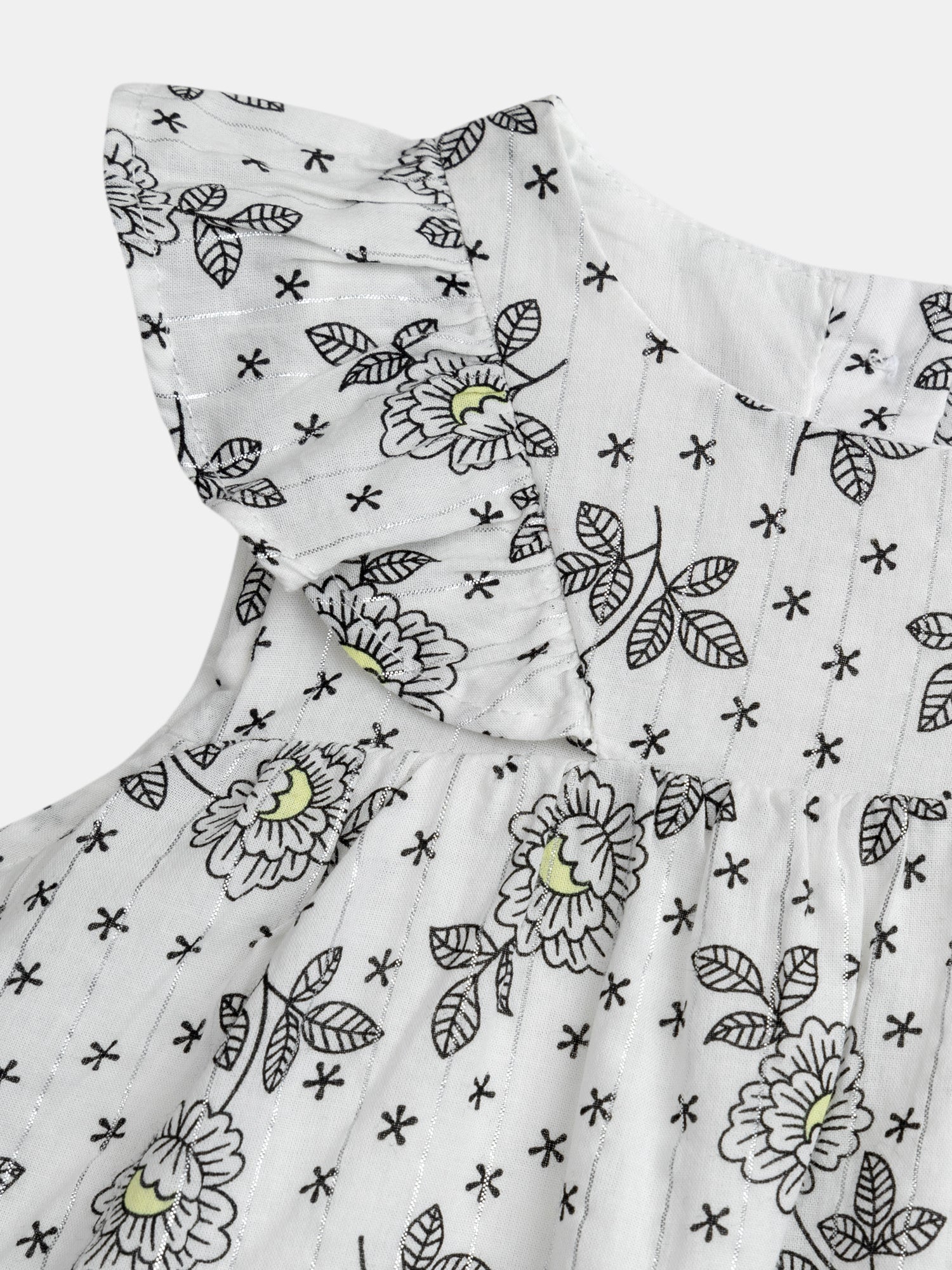 Robe fleurie pour bébé fille à épaules volantées avec bloomer pour bébé fille - Image 5