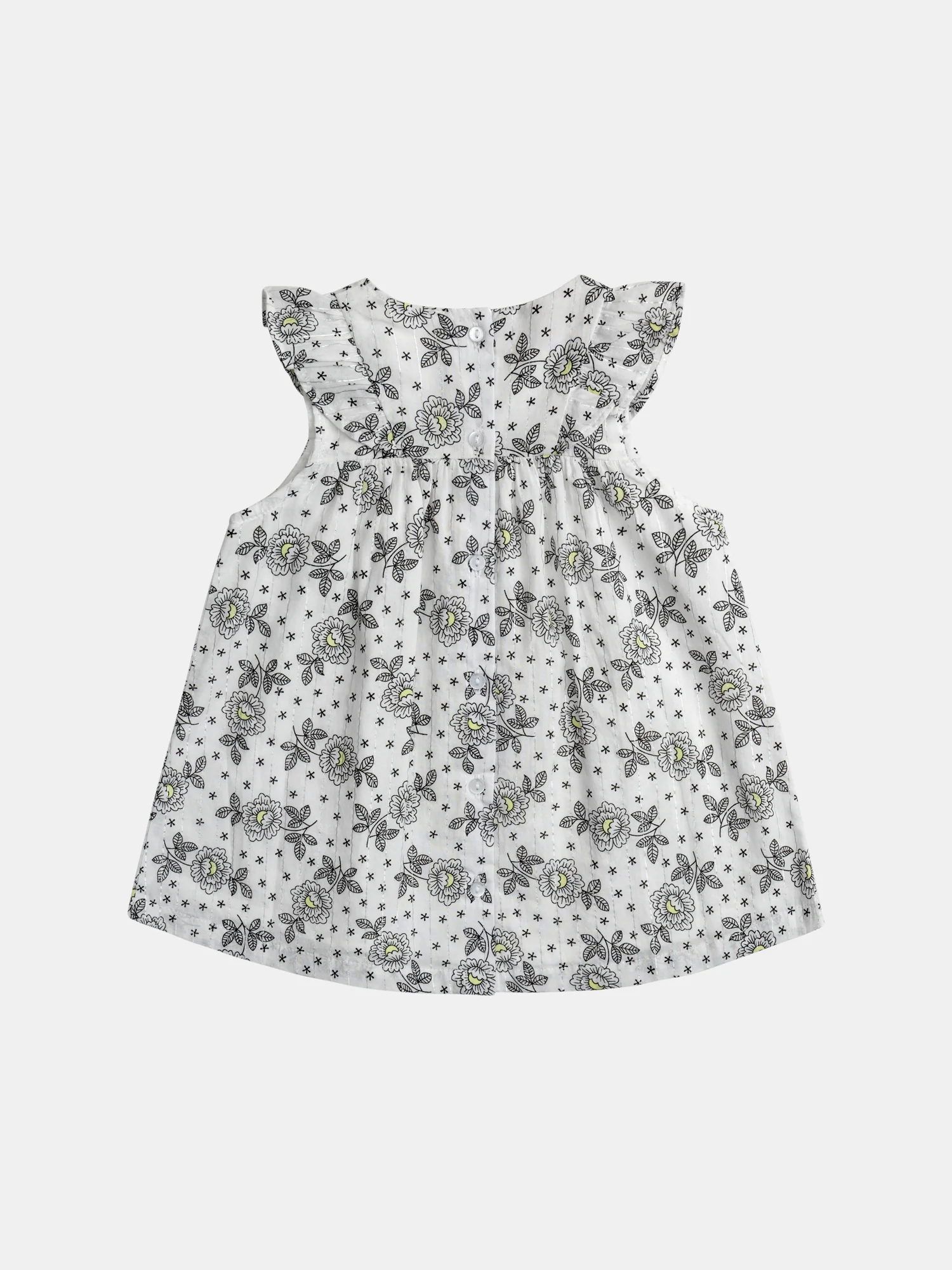 Robe fleurie pour bébé fille à épaules volantées avec bloomer pour bébé fille - Image 6