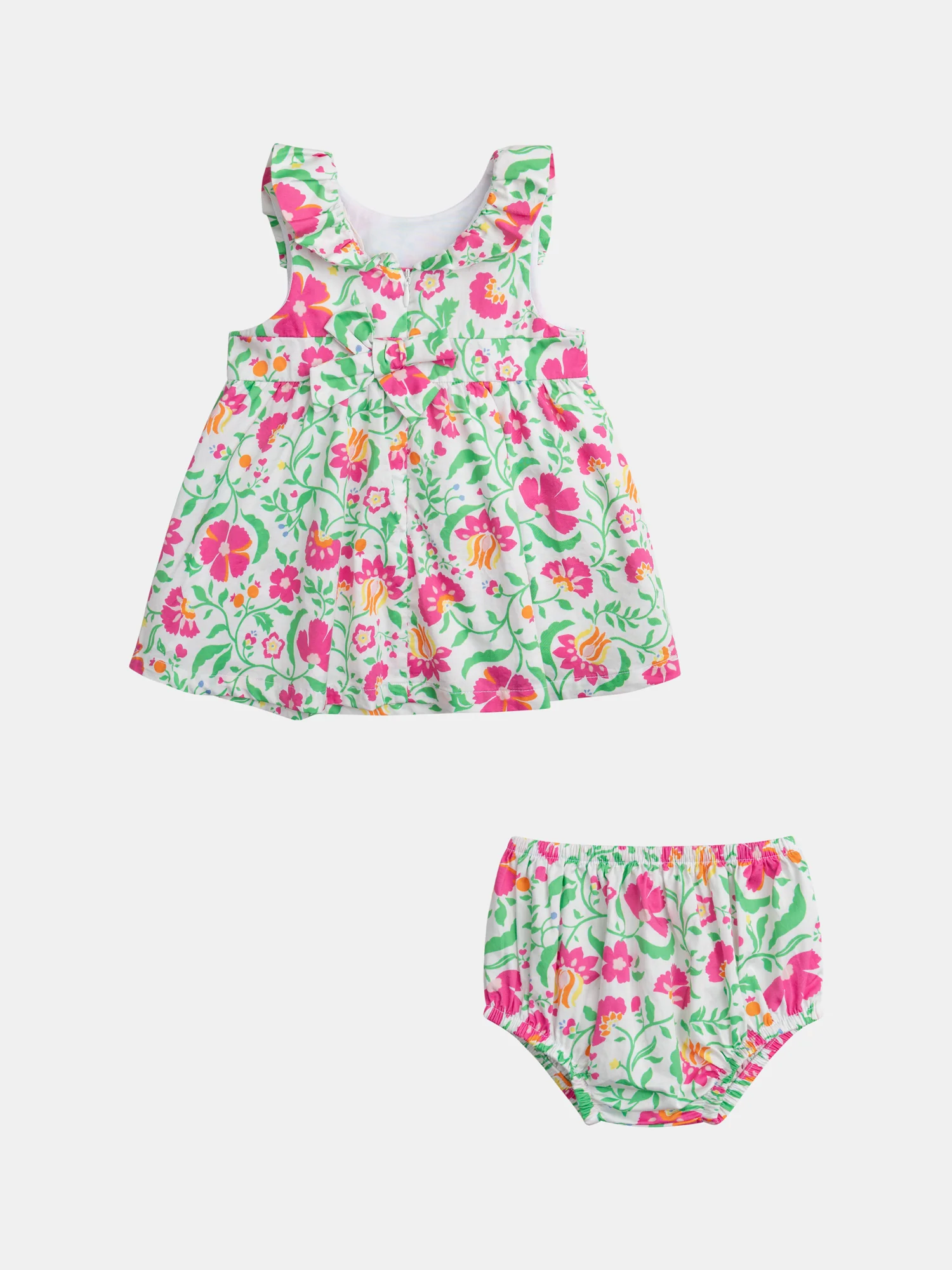 Robe fleurie volanté et bloomer assorti pour bébé fille - Image 11