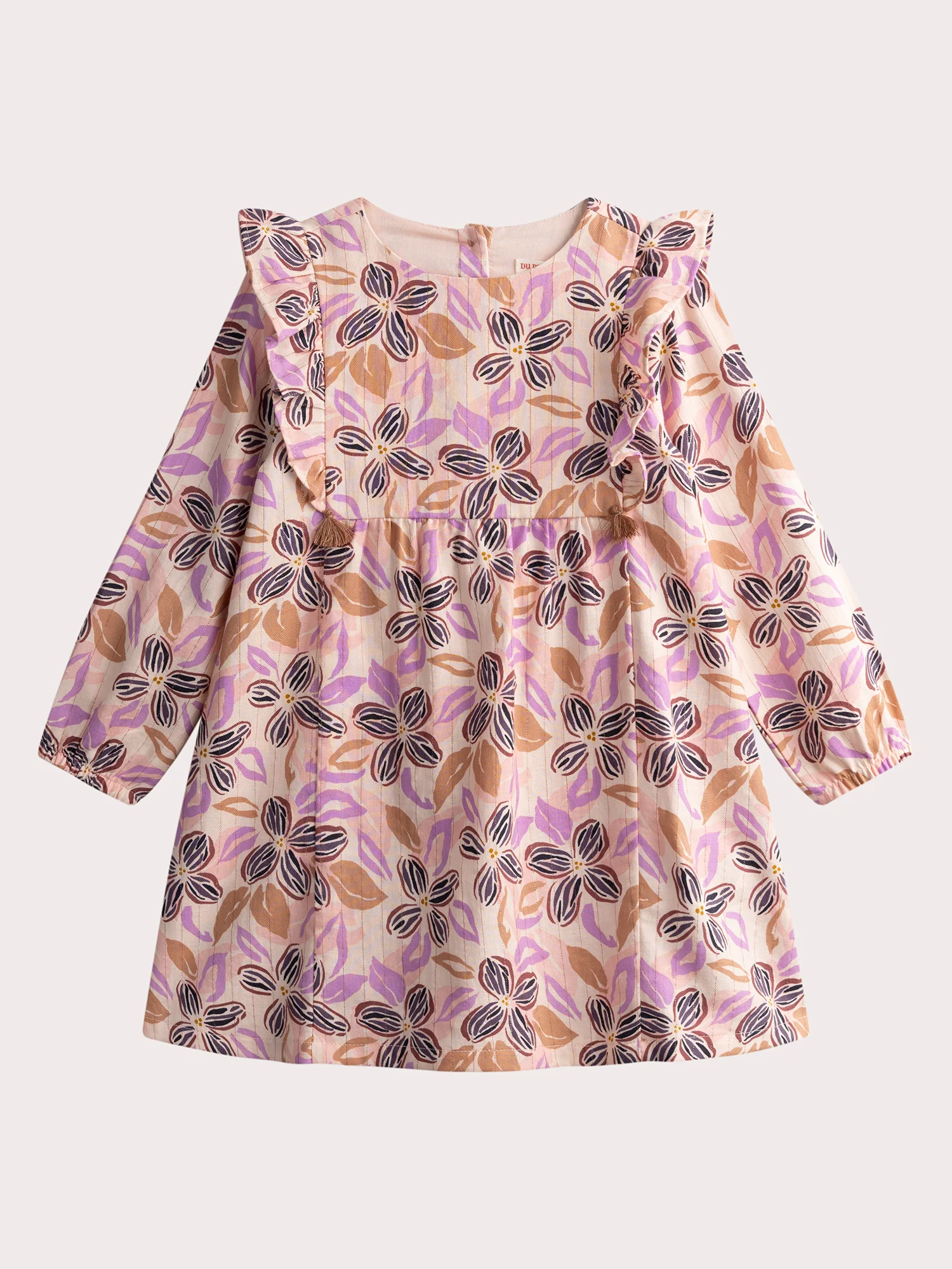 Robe imprimée en toile avec détails volants