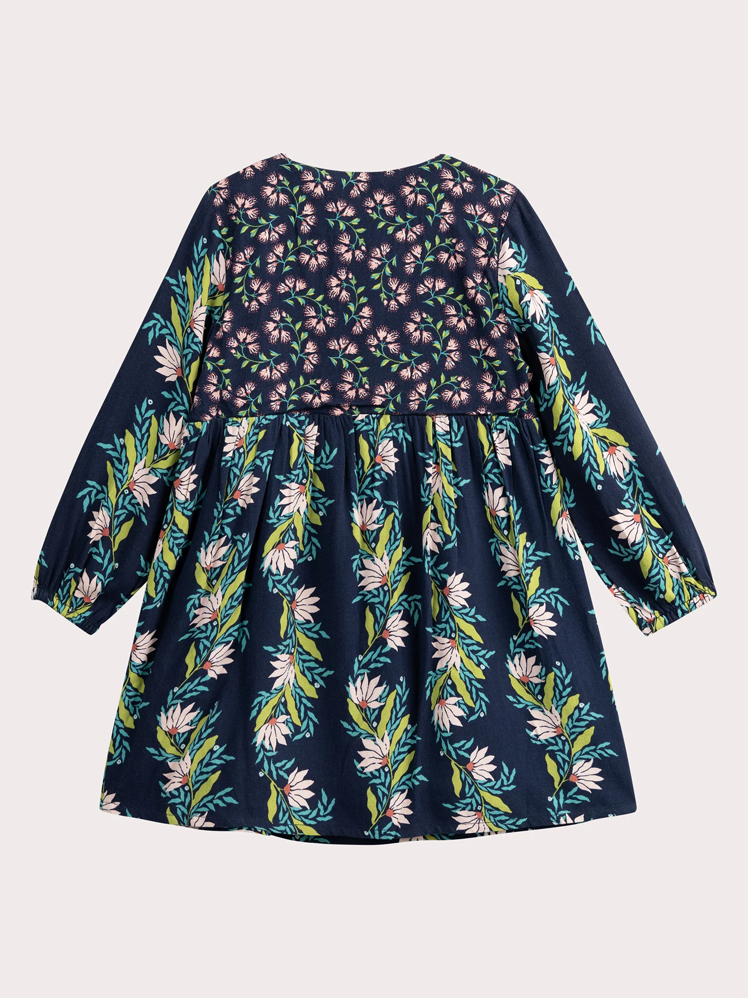 Robe marine imprimé façon patchwork fleuri pour fille - Image 3