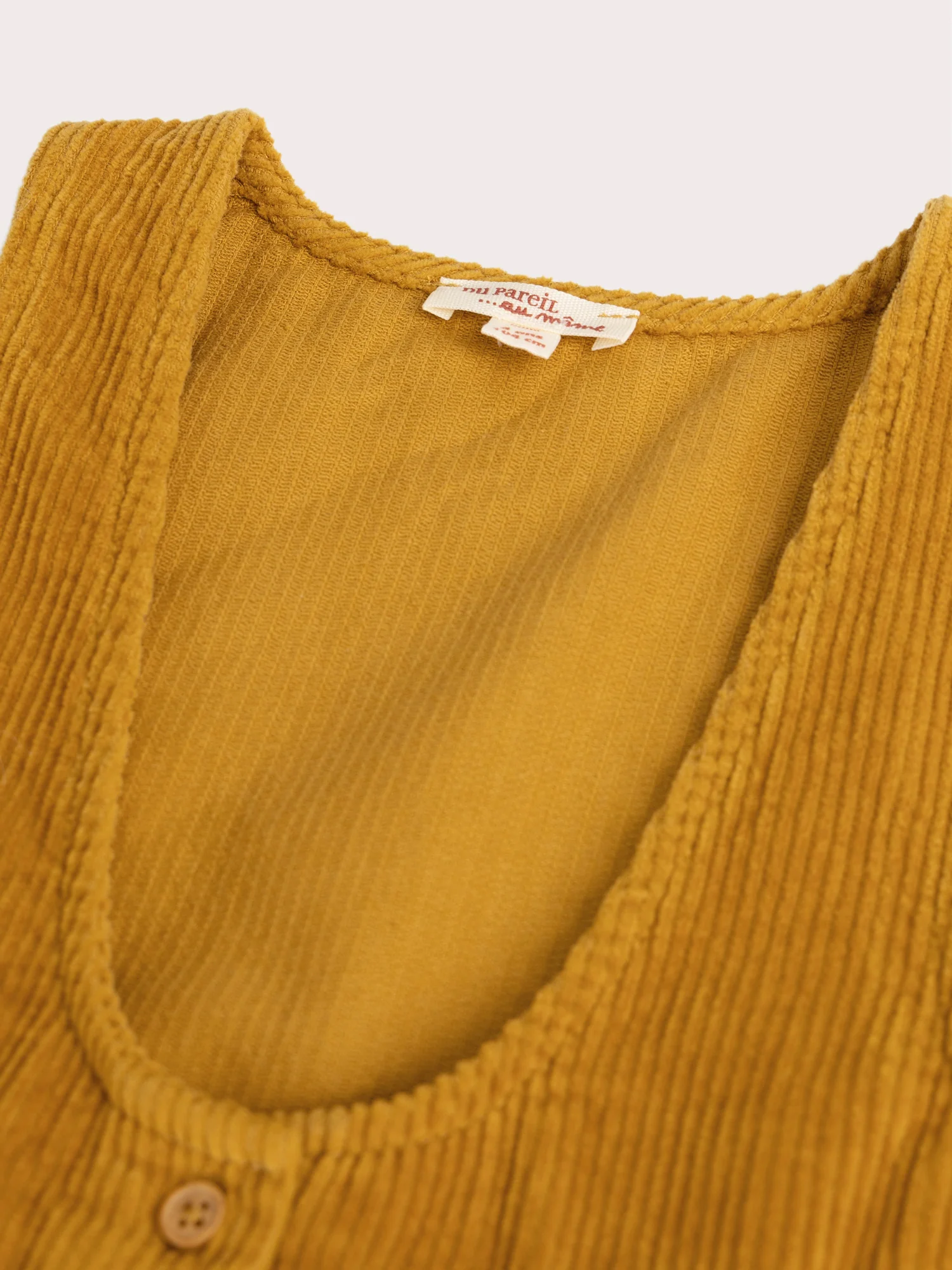 Robe moutarde sans manches velours côtelé pour fille - Image 3