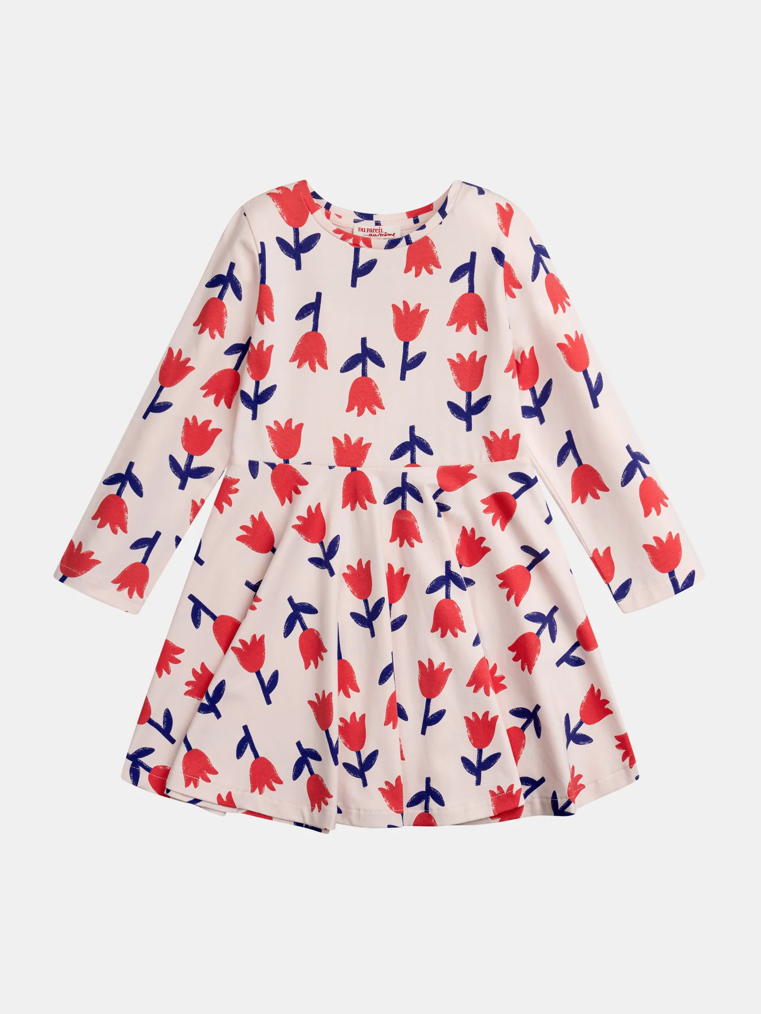 Robe patineuse manches longues imprimé fleur pour fille