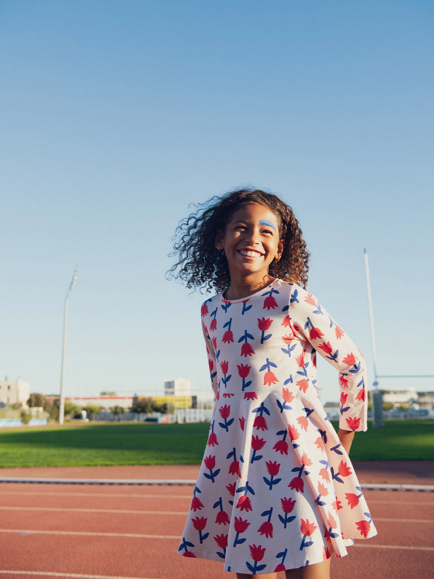 Robe patineuse manches longues imprimé fleur pour fille - Image 2