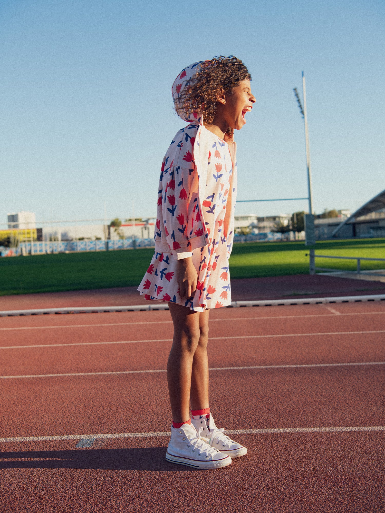Robe patineuse manches longues imprimé fleur pour fille - Image 3