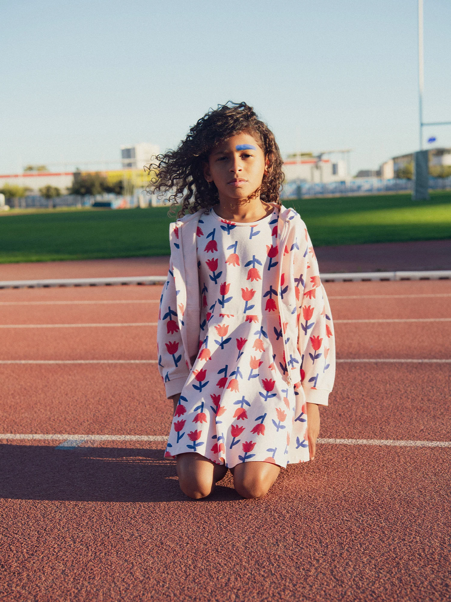 Robe patineuse manches longues imprimé fleur pour fille - Image 4