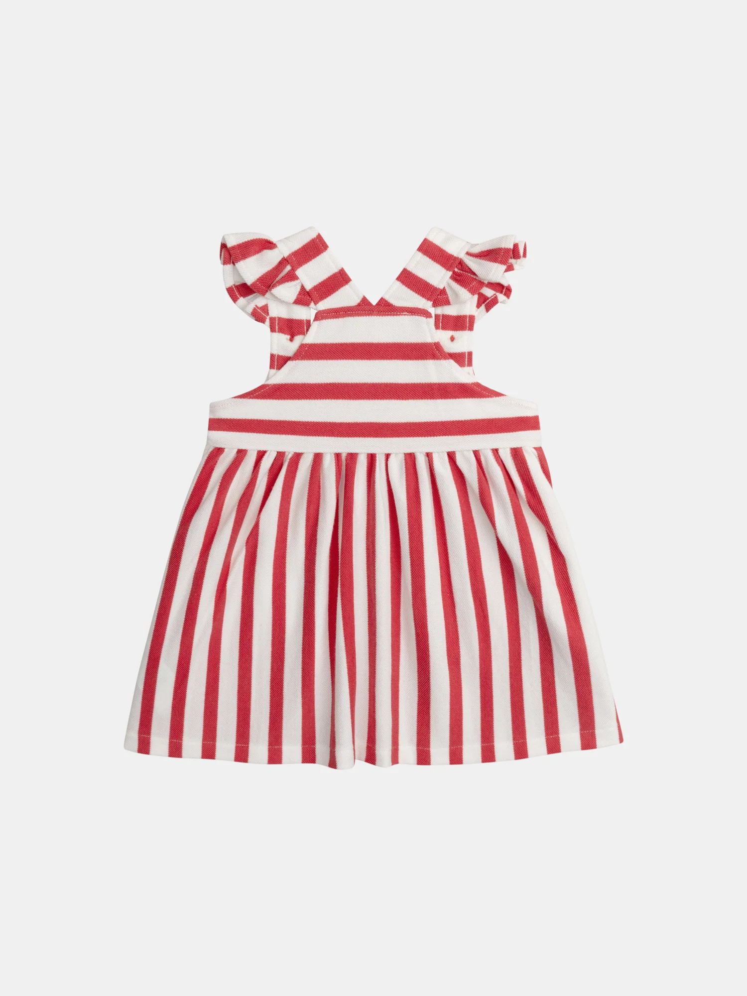 Robe rayé rouge et écru avec poches cœurs pour bébé fille - Image 4