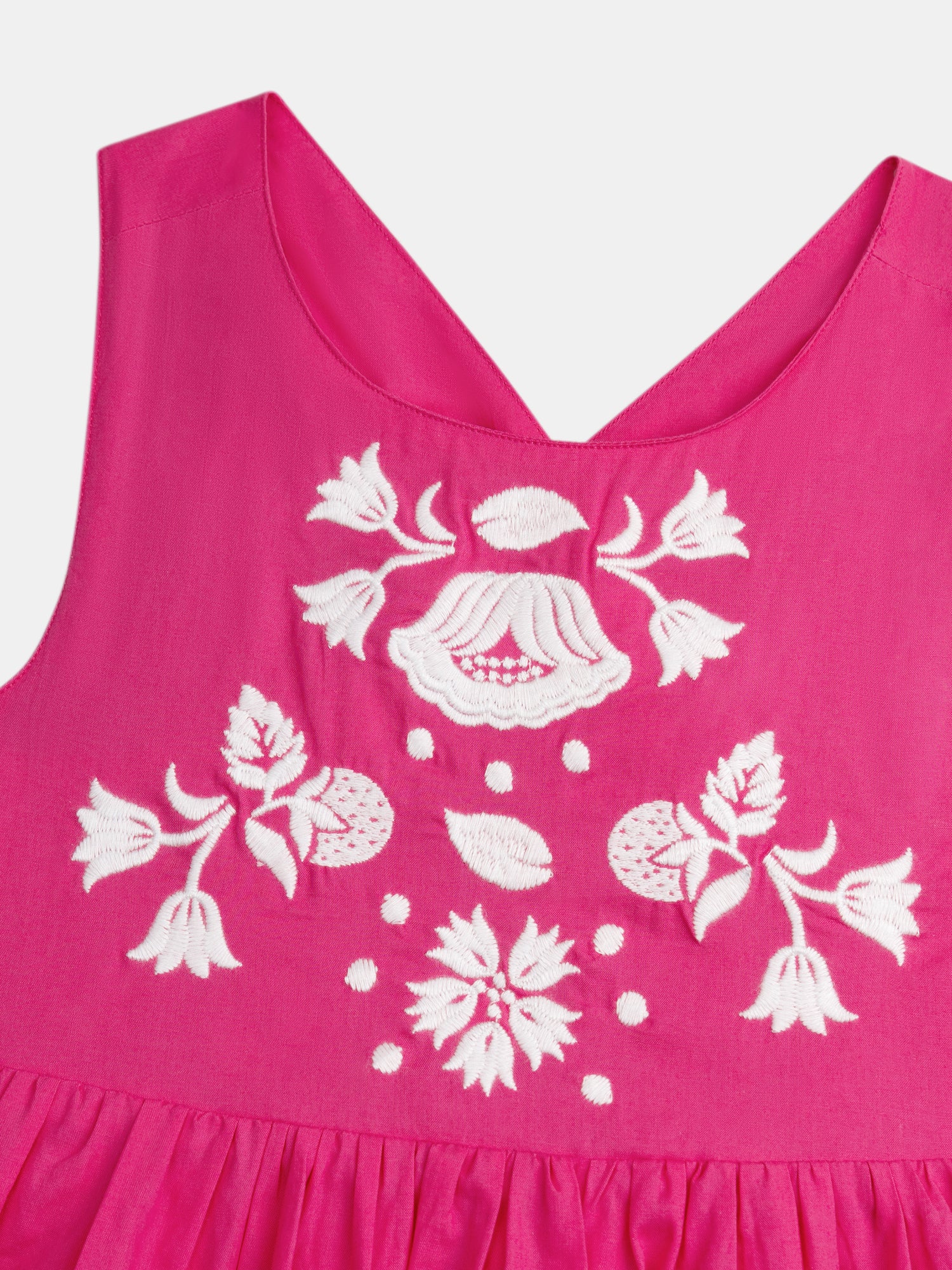 Robe rose à broderies florales pour fille - Image 5