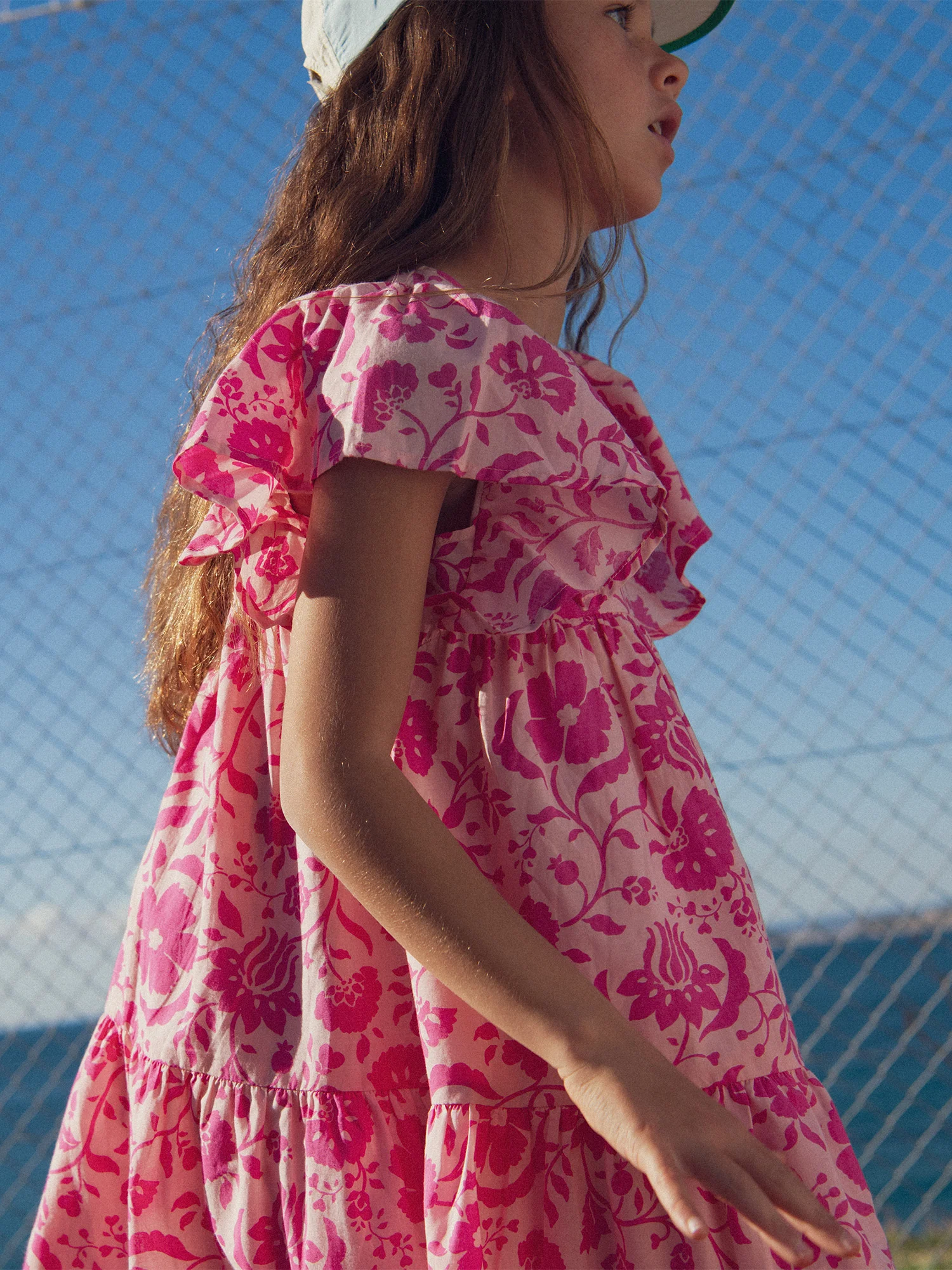Robe rose à imprimé floral pour fille - Image 3