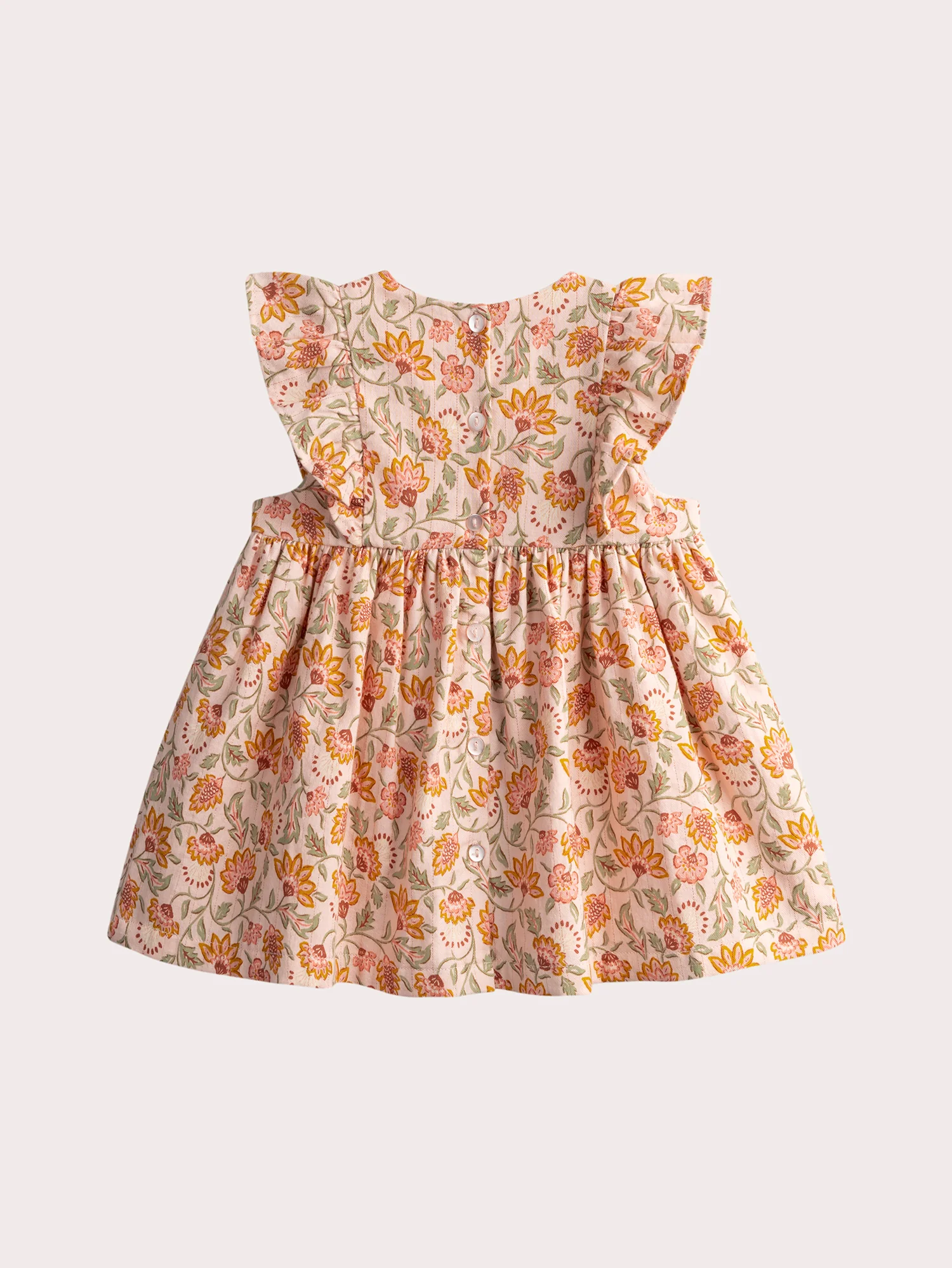 Robe rose pastel imprimé à fleurs pour bébé fille - Image 3