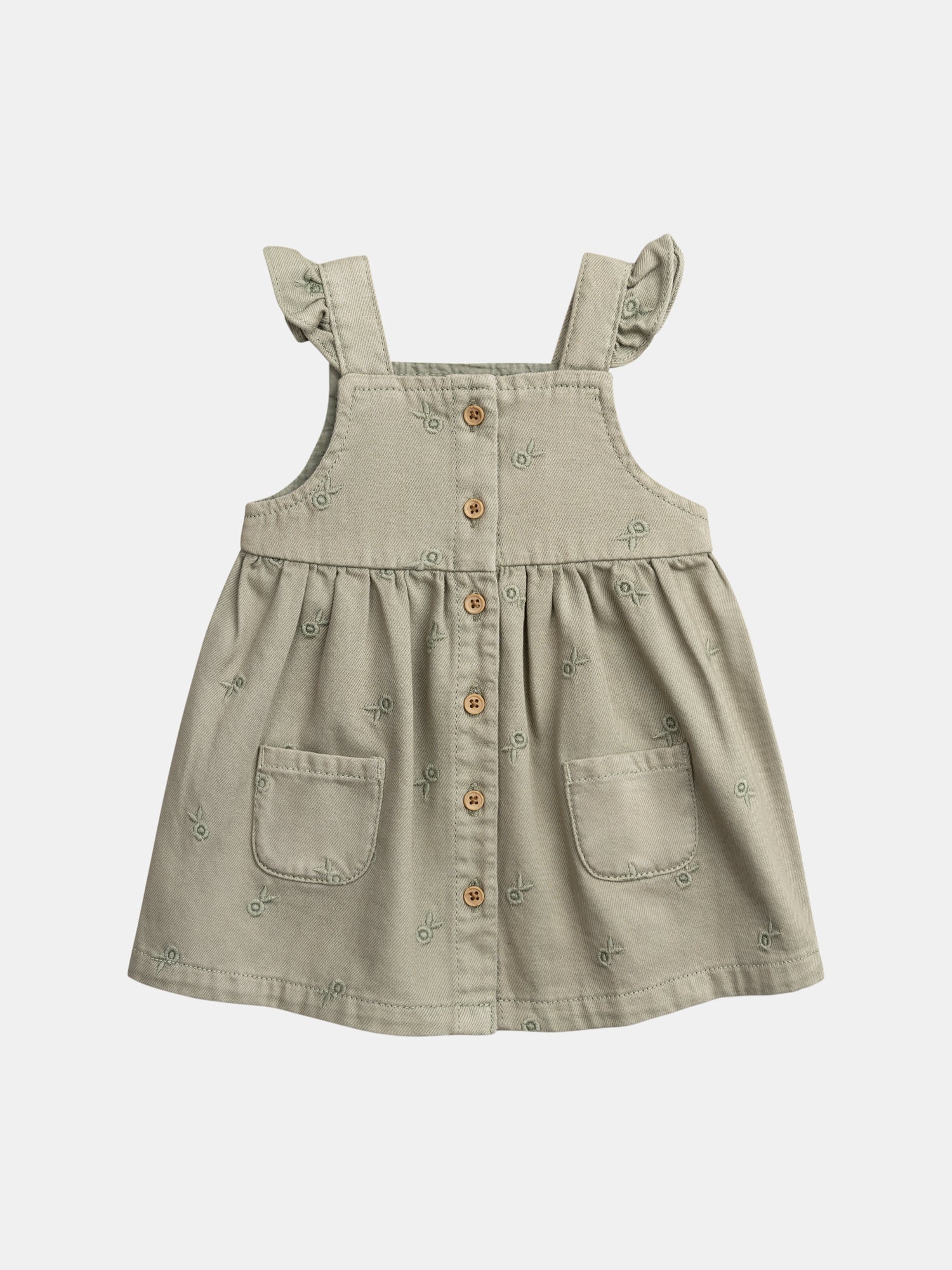 Robe salopette avec broderies fleurs pour bébé fille