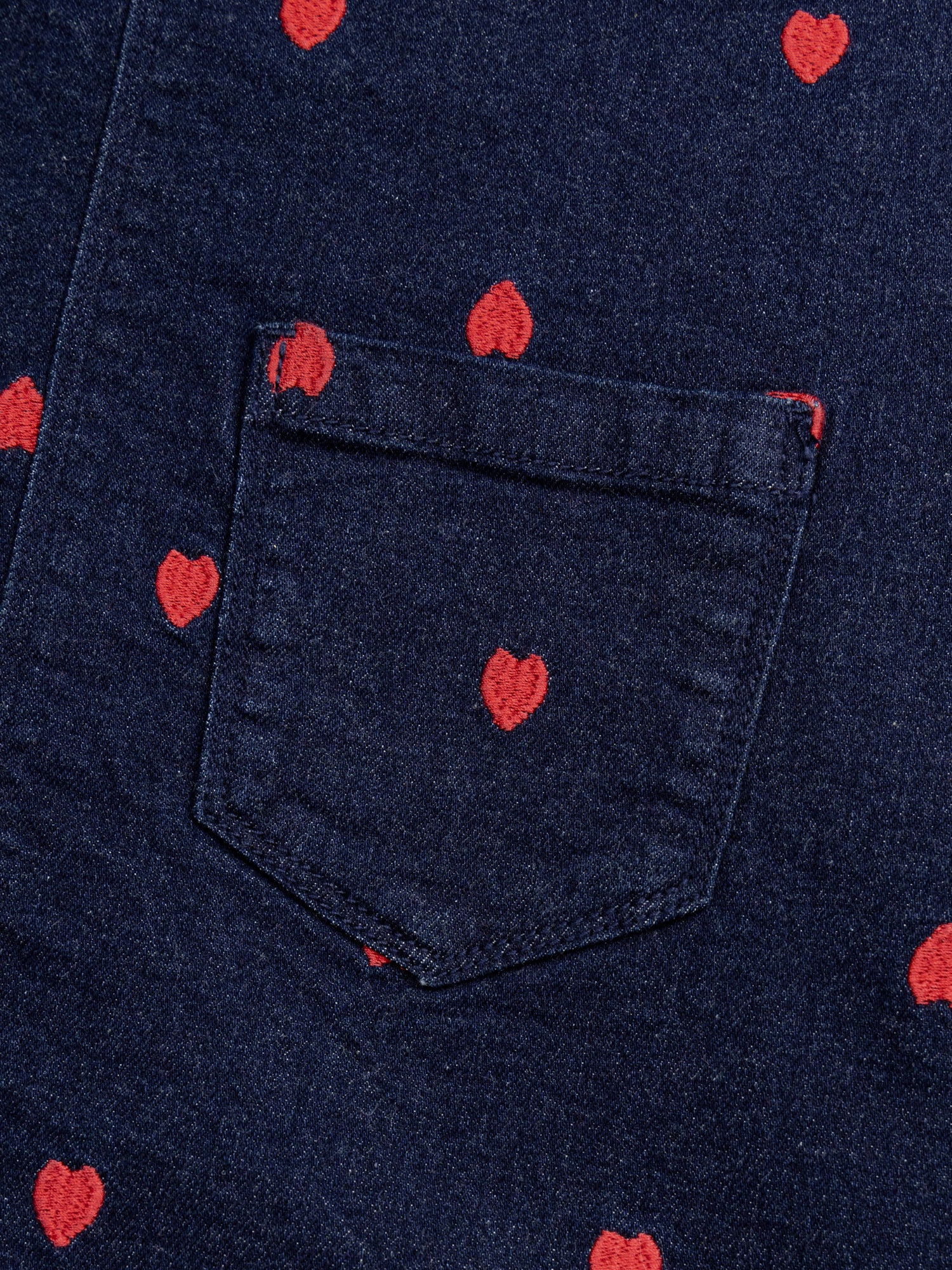Robe-salopette bleu en denim et broderies cœur pour fille - Image 6