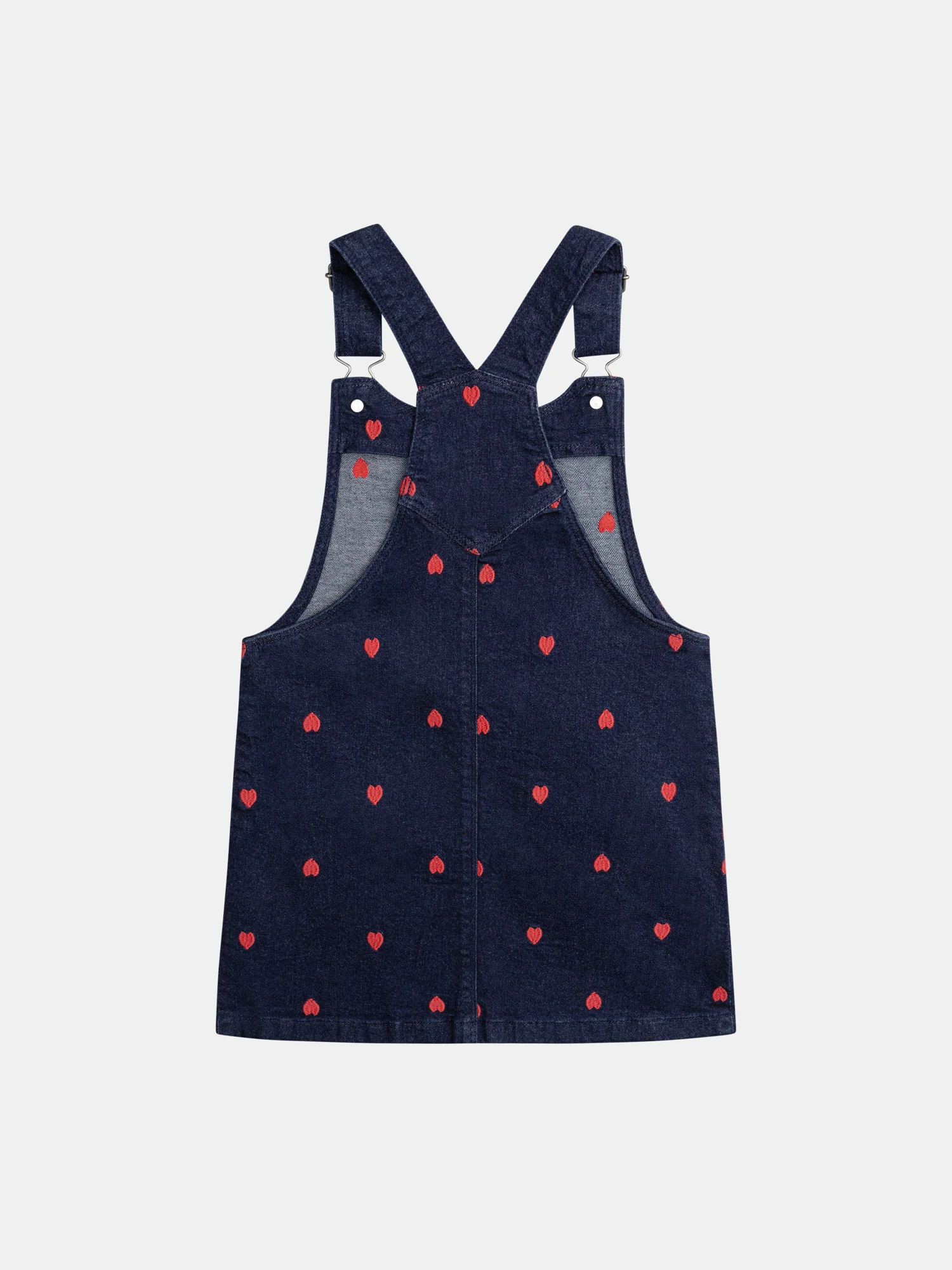 Robe-salopette bleu en denim et broderies cœur pour fille - Image 7