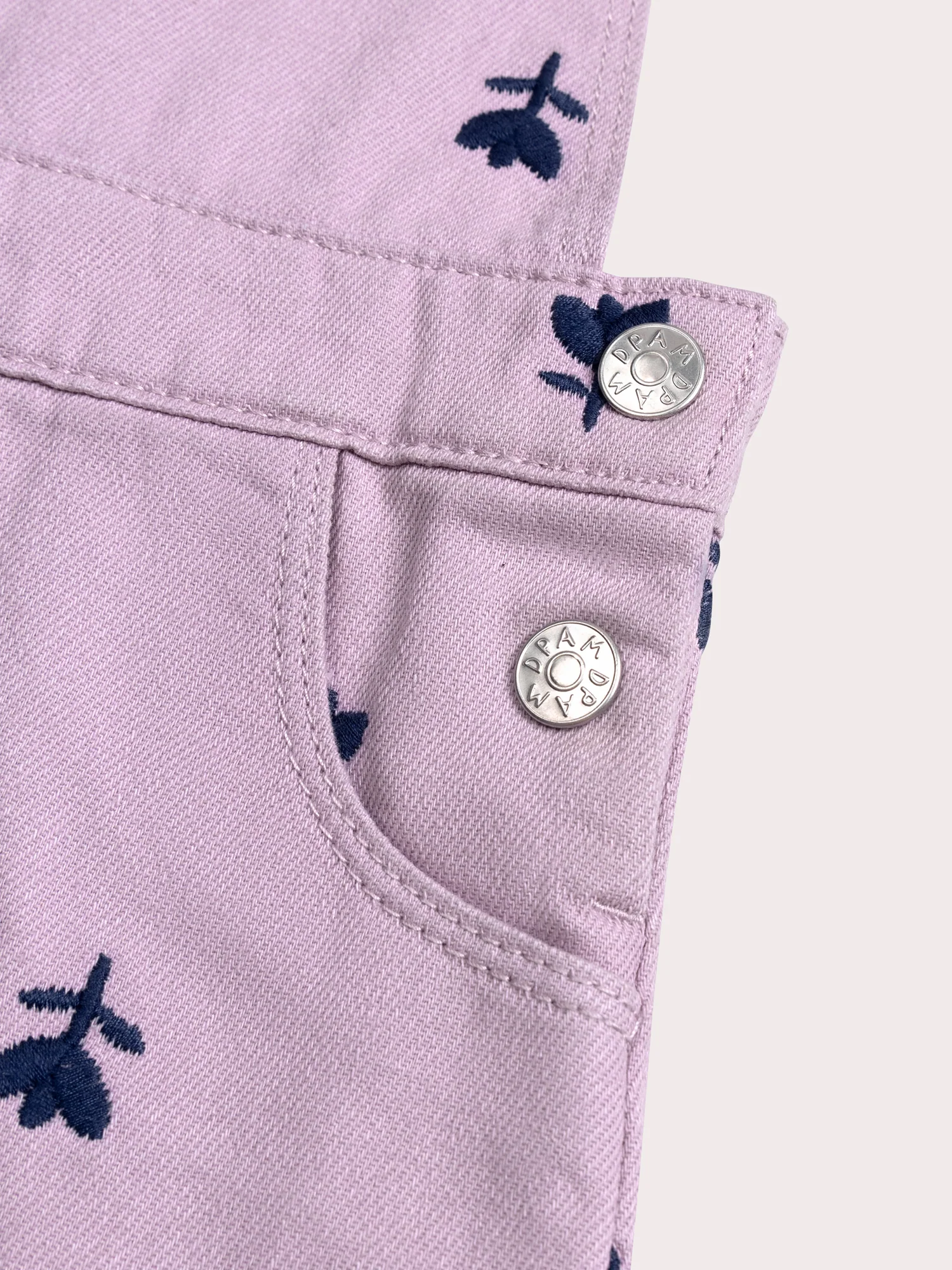 Robe salopette brodé violet fille - Image 2