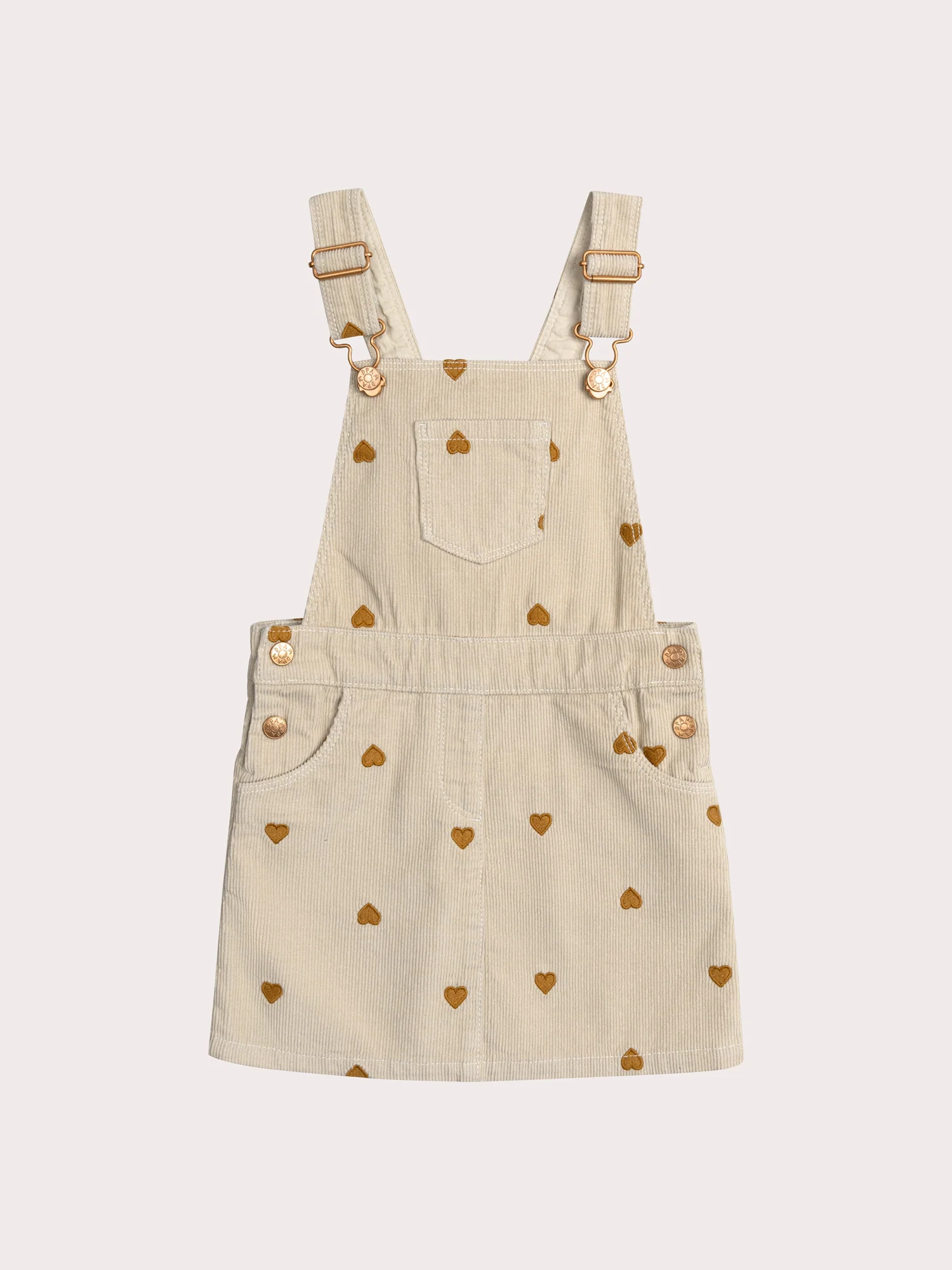 Robe salopette en velours milleraies imprimée cœur