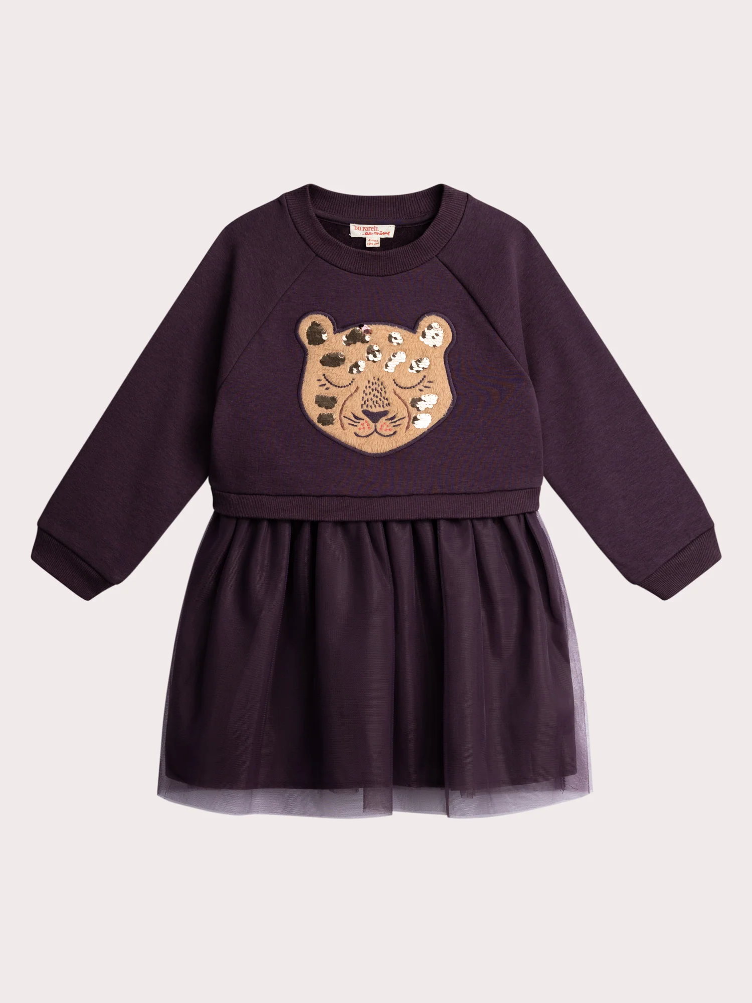 Robe sweat violette avec tulle pour fille