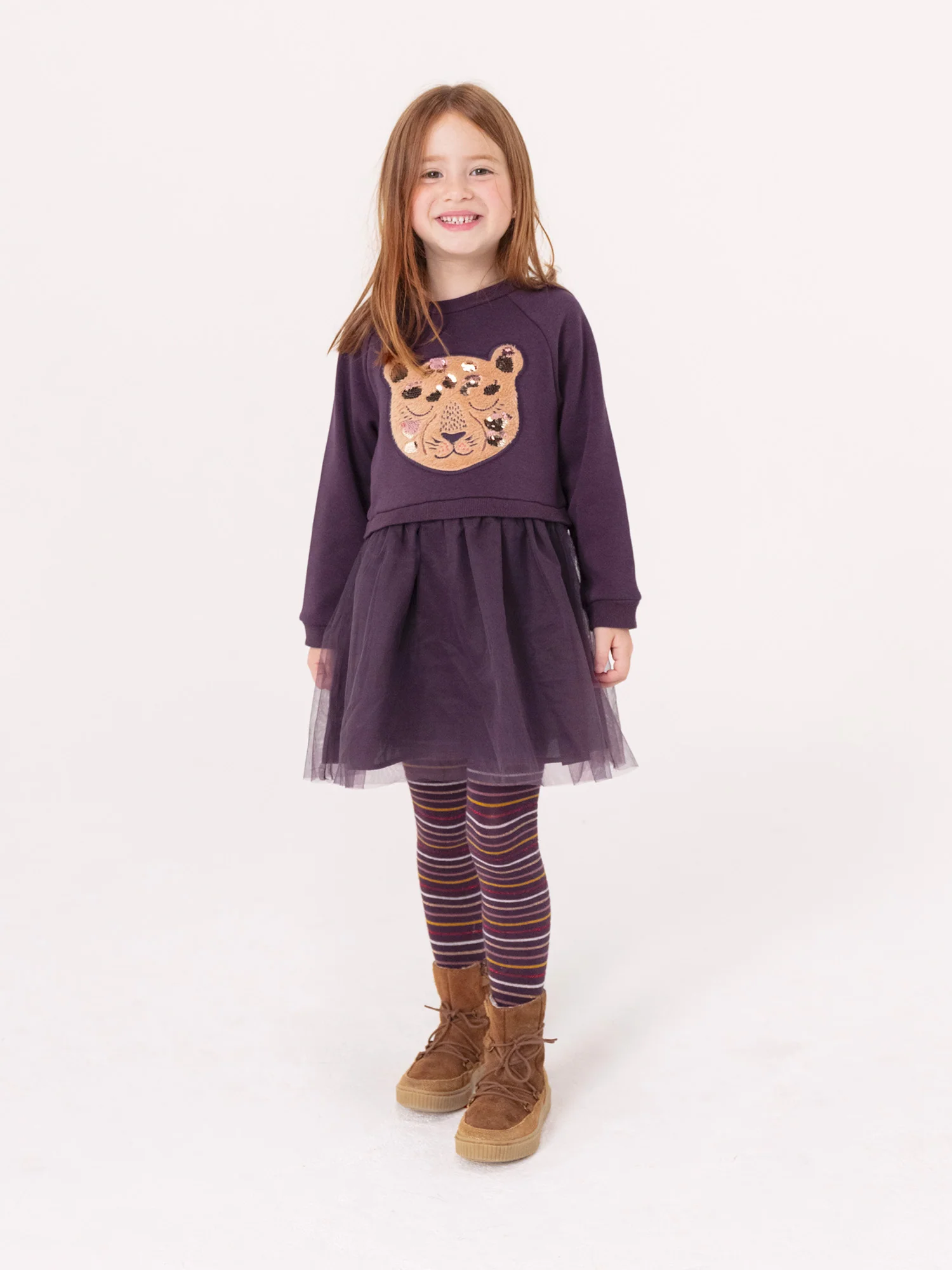 Robe sweat violette avec tulle pour fille - Image 2