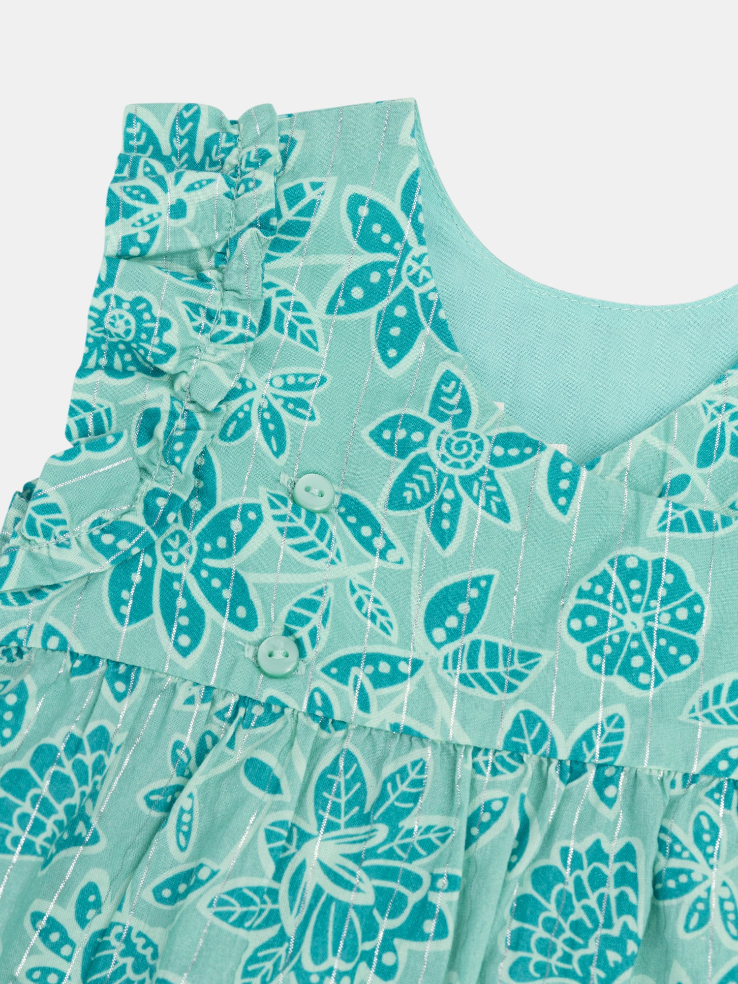 Robe vert d'eau à imprimé floral intégral pour bébé fille - Image 2