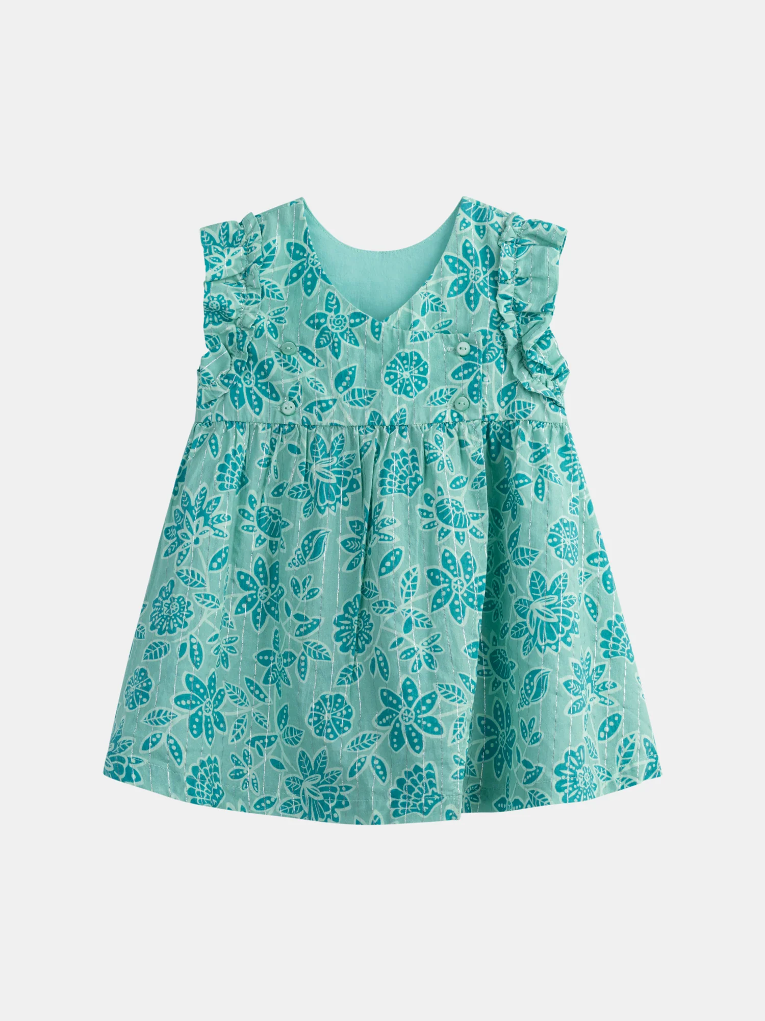 Robe vert d'eau à imprimé floral intégral pour bébé fille - Image 6