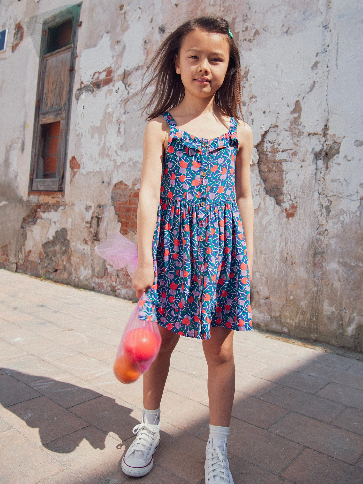 Robe à bretelles et imprimé floral pour fille - Image 3