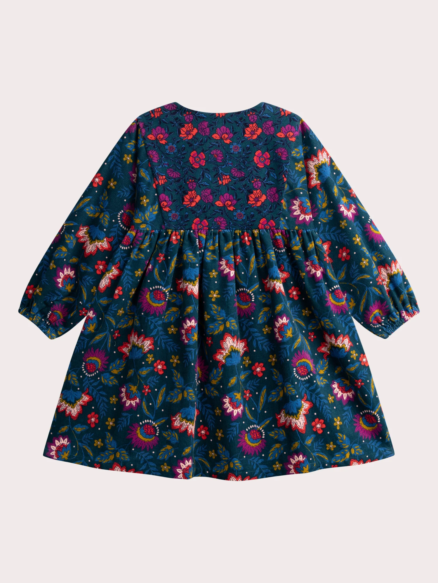 Robe verte en velours côtelé imprimé fleuri pour fille - Image 5