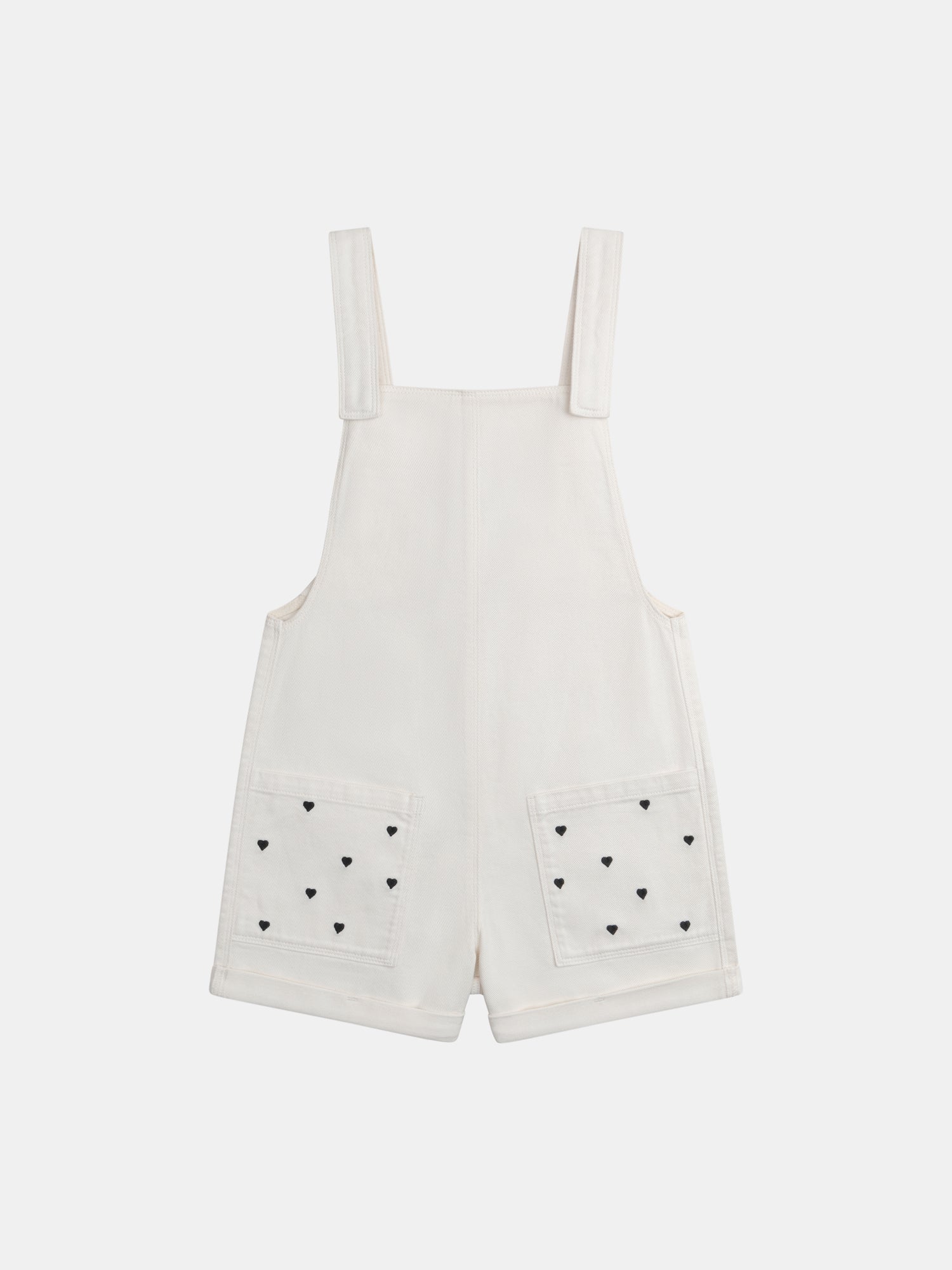 Salopette courte broderies coeur pour fille