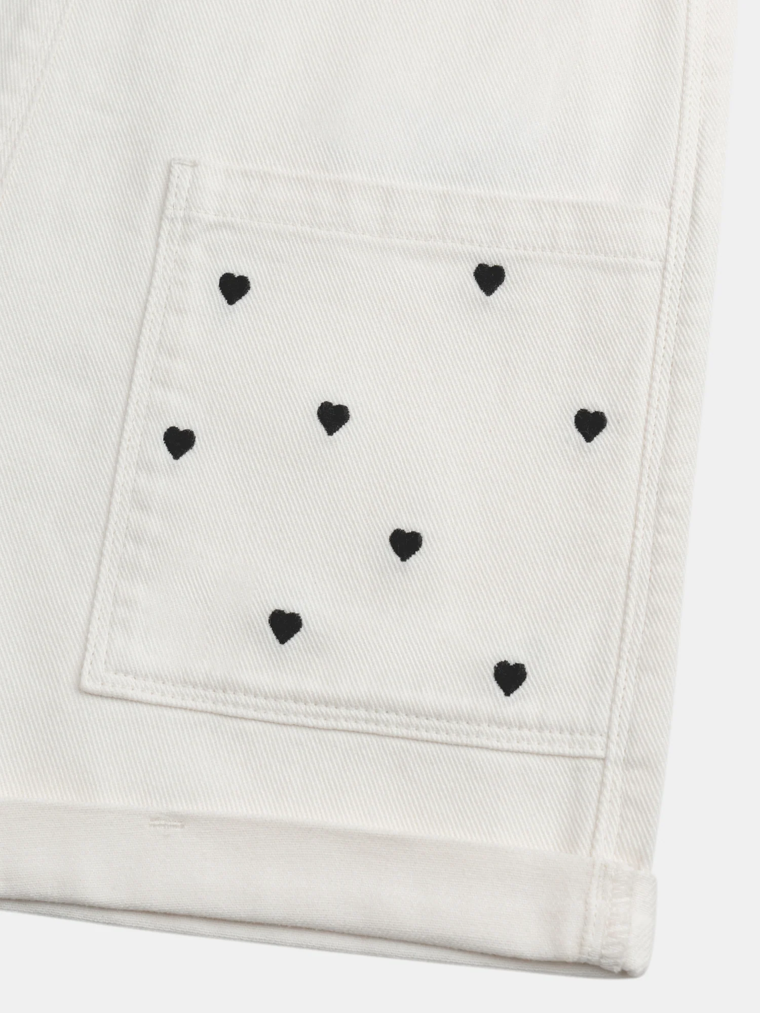 Salopette courte broderies coeur pour fille - Image 4