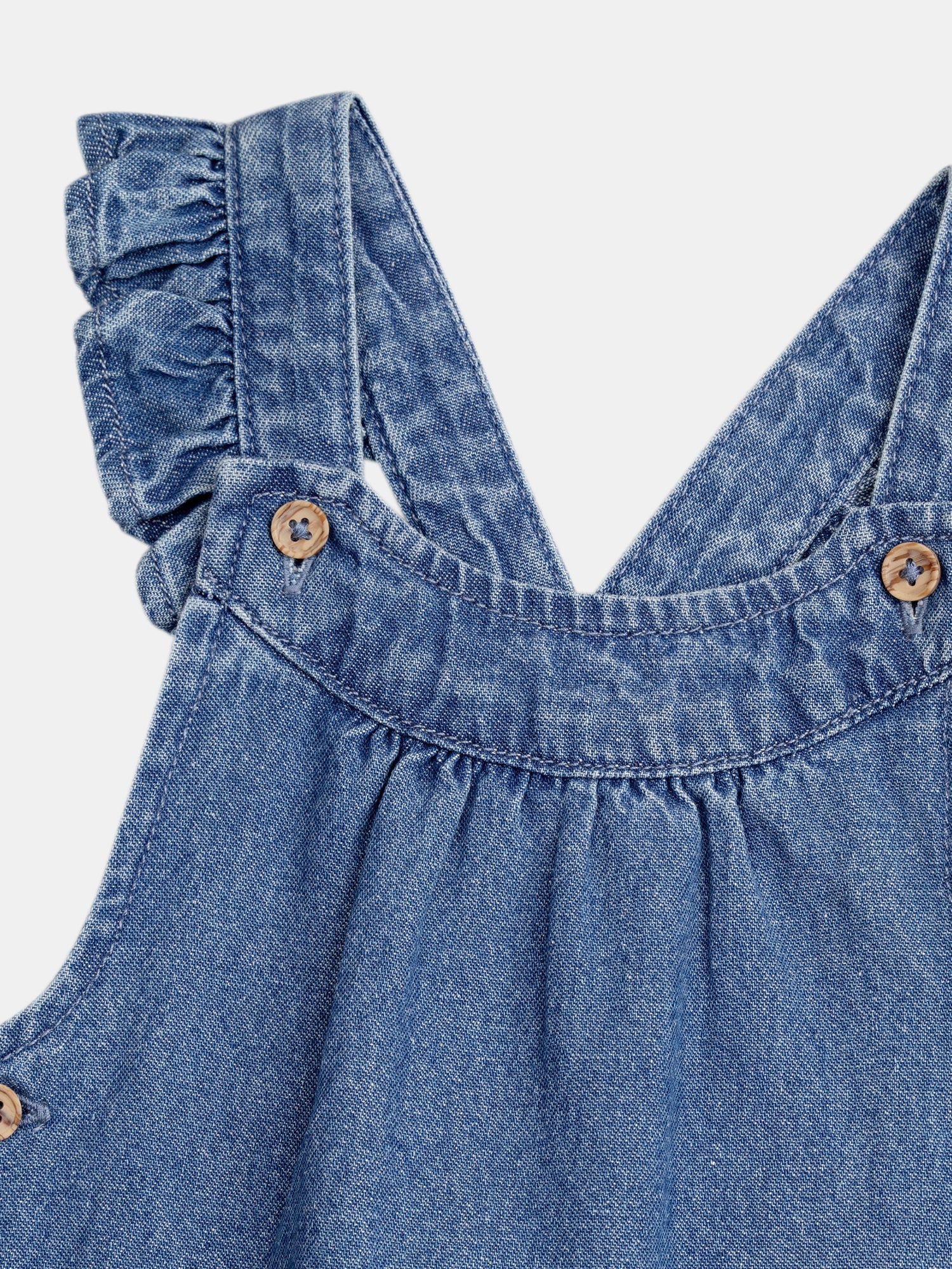 Salopette denim avec poches cœurs brodé pour bébé fille - Image 3